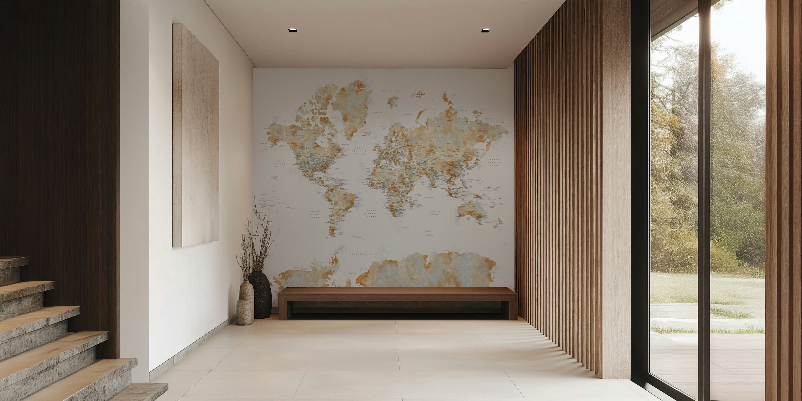World Map Barossa Antarctica wallpaper in una stanza