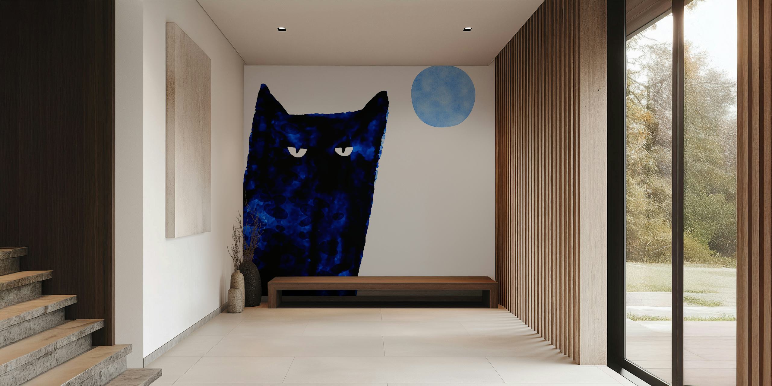 Carta da parati Moon Cat Minimalism in una stanza