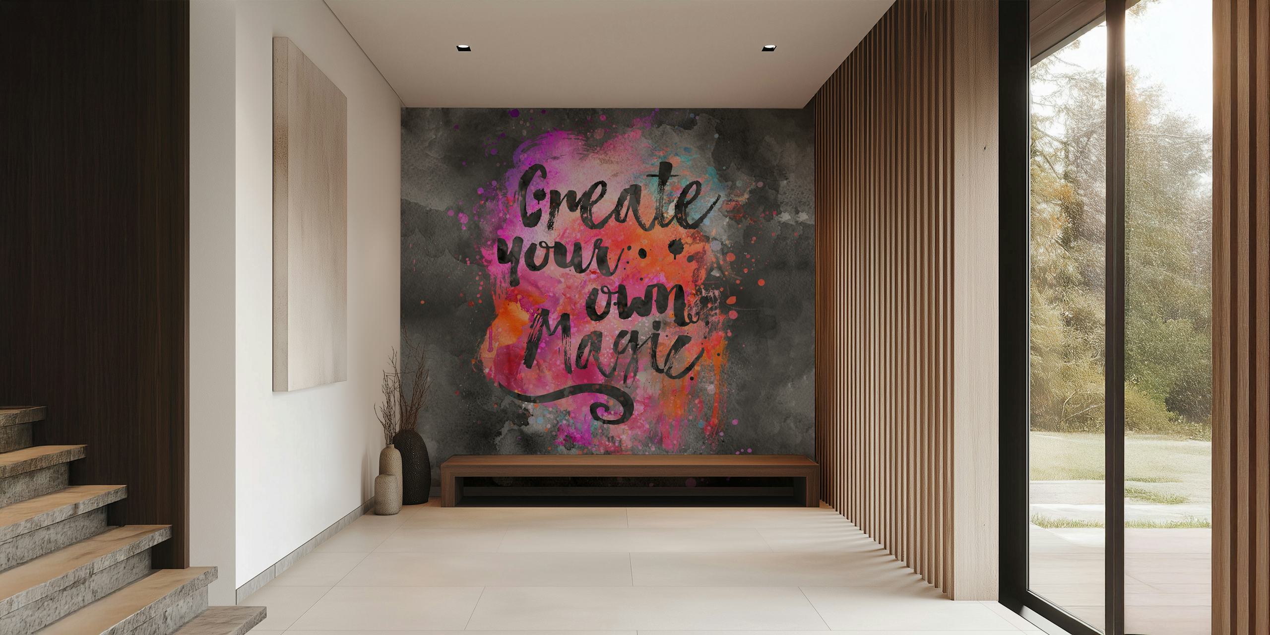 Värikäs Magic Inspiring Typography Art huoneessa