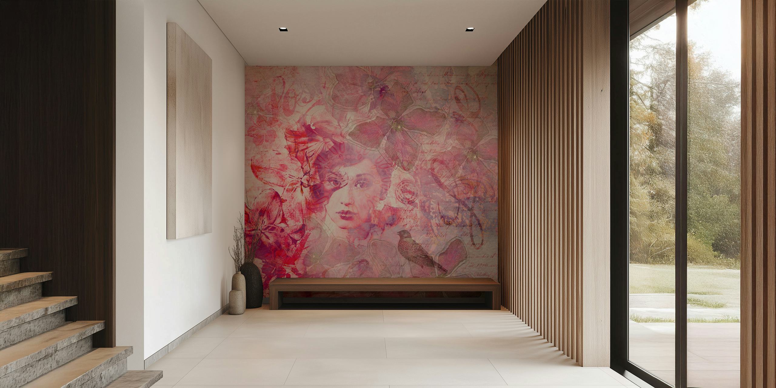 Mystic Lady With Bird wallpaper in a room