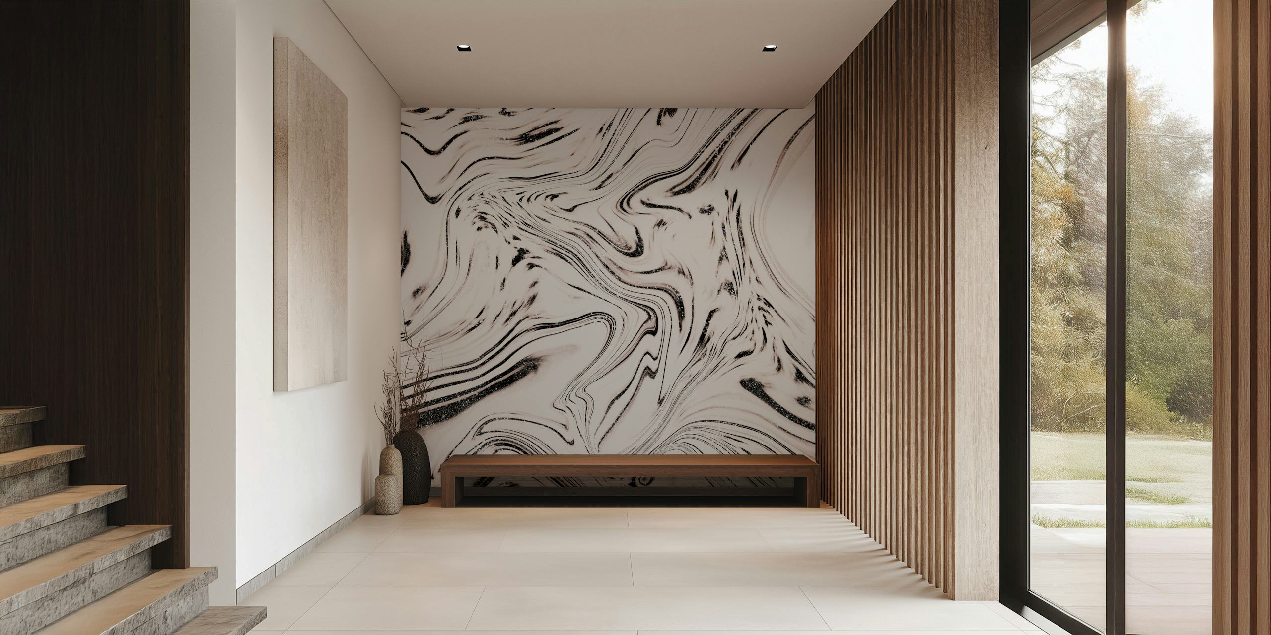 Liquid Rose Gold Marble wallpaper in a room