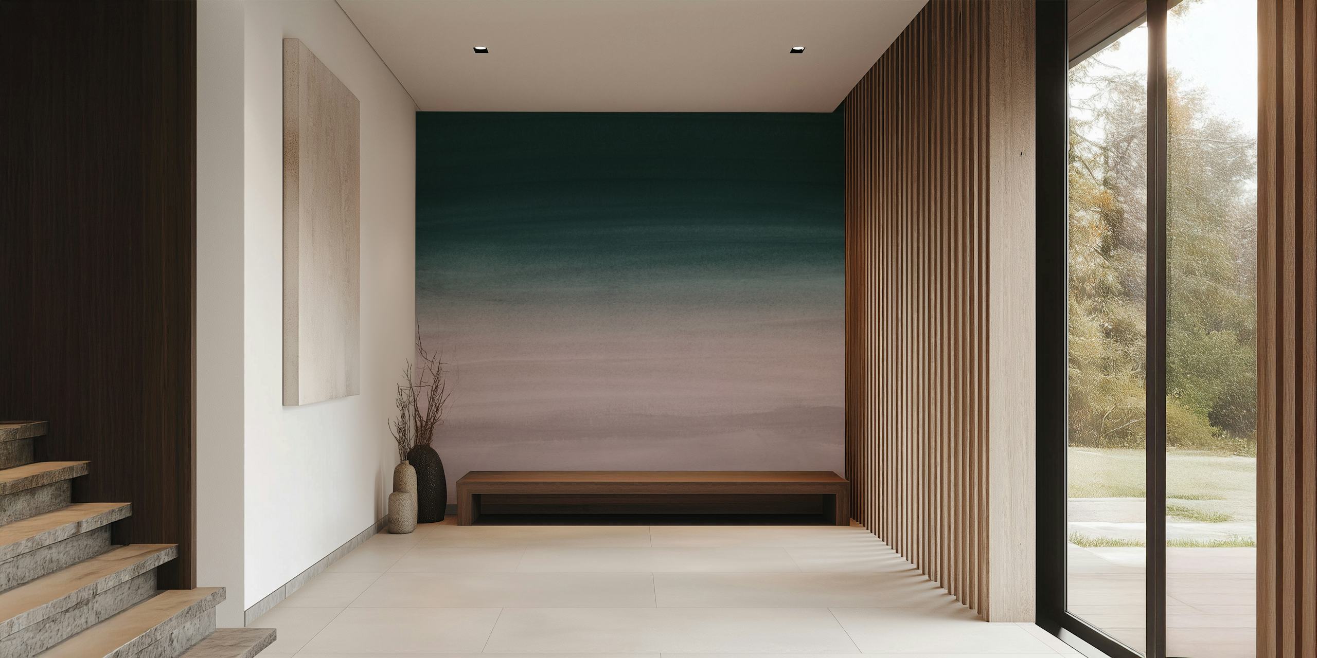 Teal blush watercolor ombre wallpaper pattern design