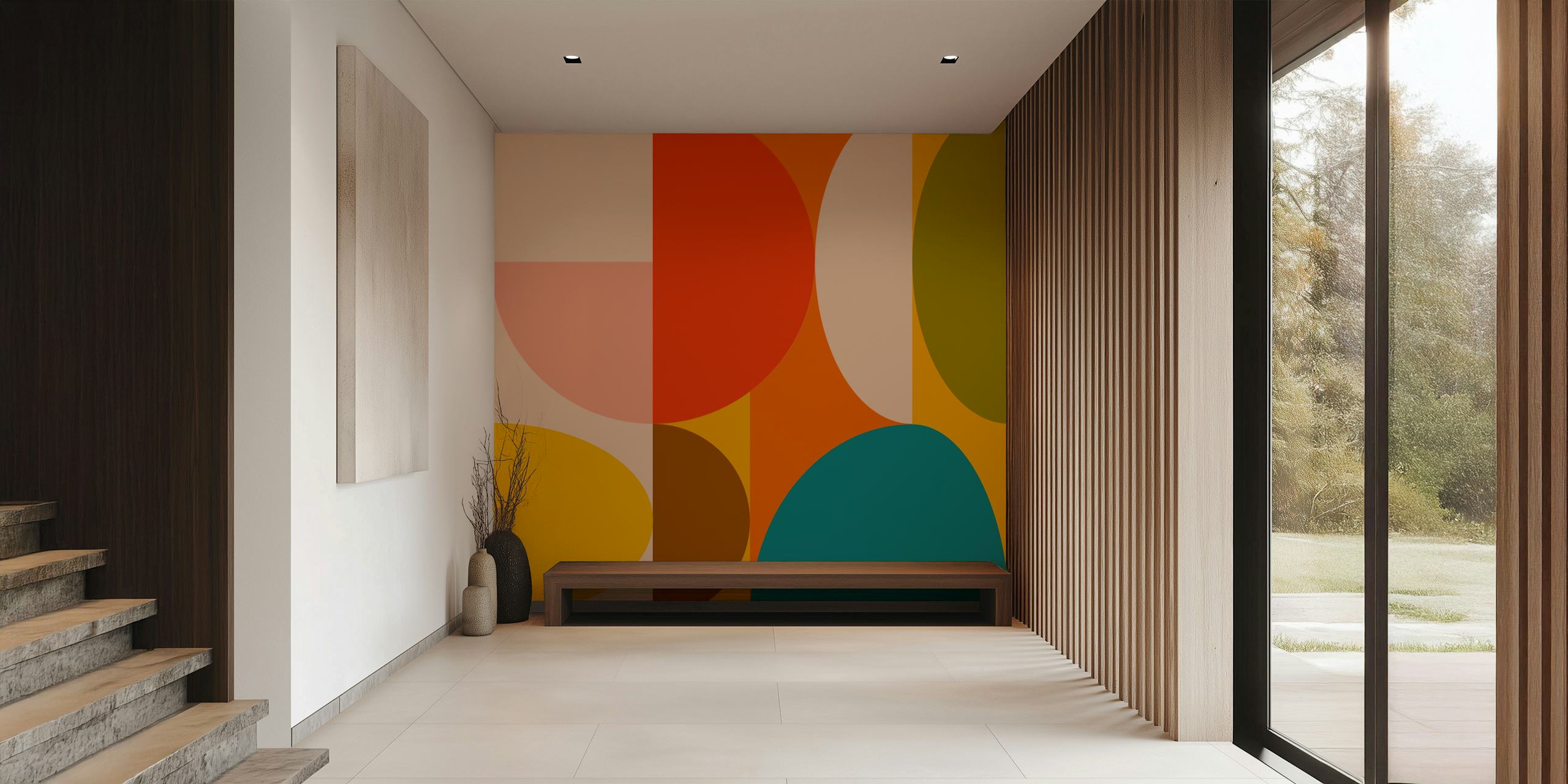 Design della carta da parati Bauhaus moderno in colori caldi