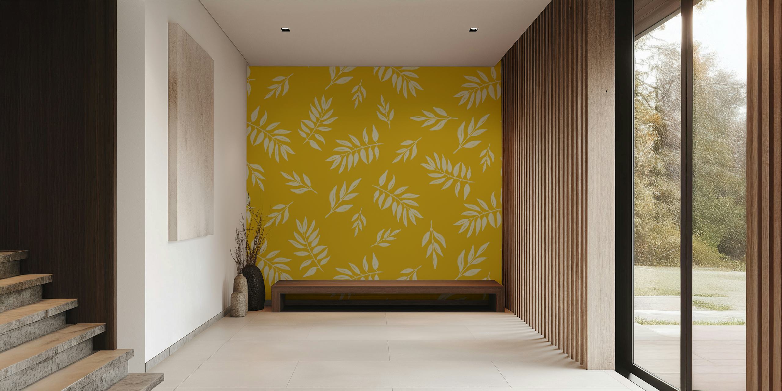 Cream leaves na pozadini boje senfa