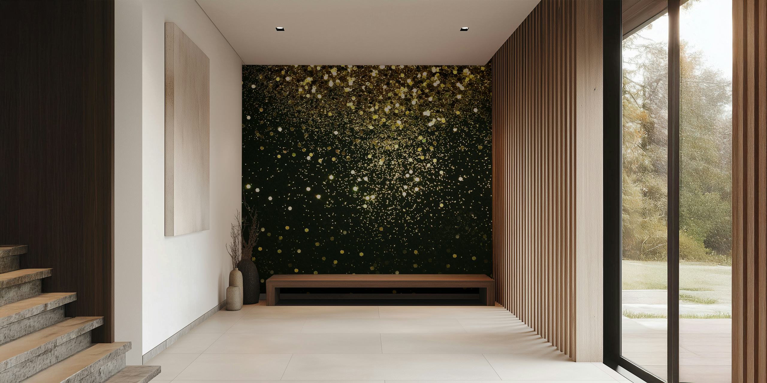 Sparkling Gold Glitter tapet i et rom