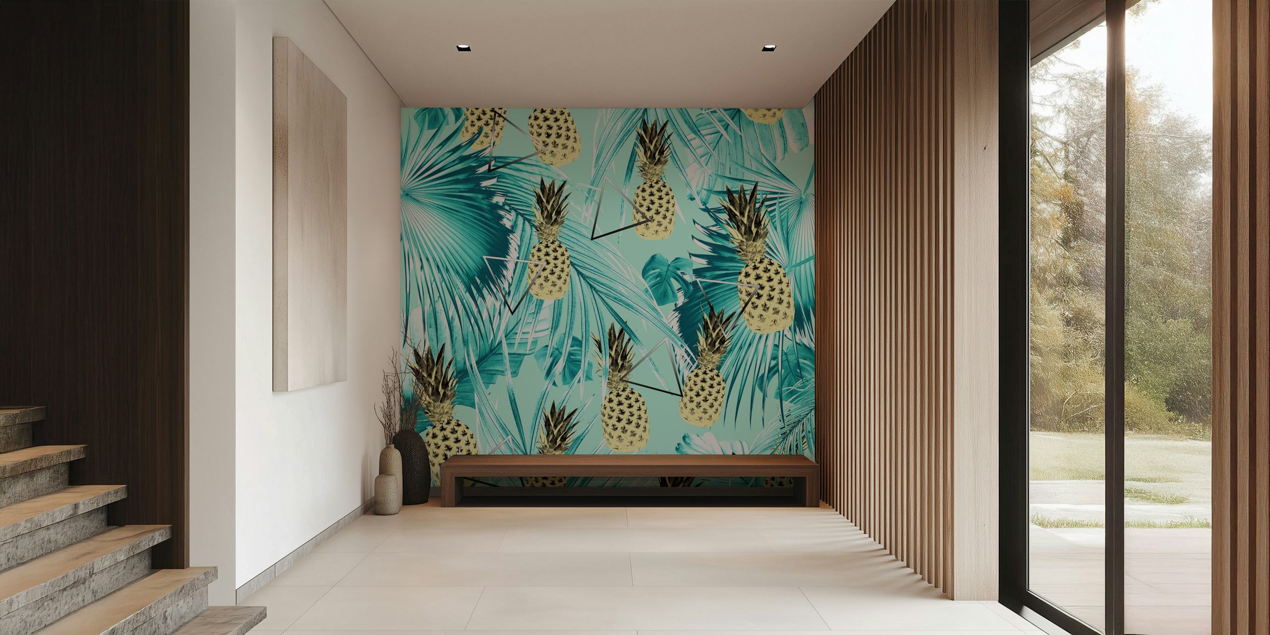 Tropical Pineapple Jungle 3 wallpaper design