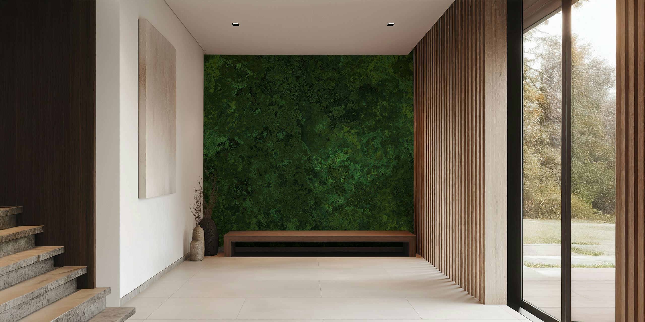 Subtle Moss Texture Green tapet i ett rum