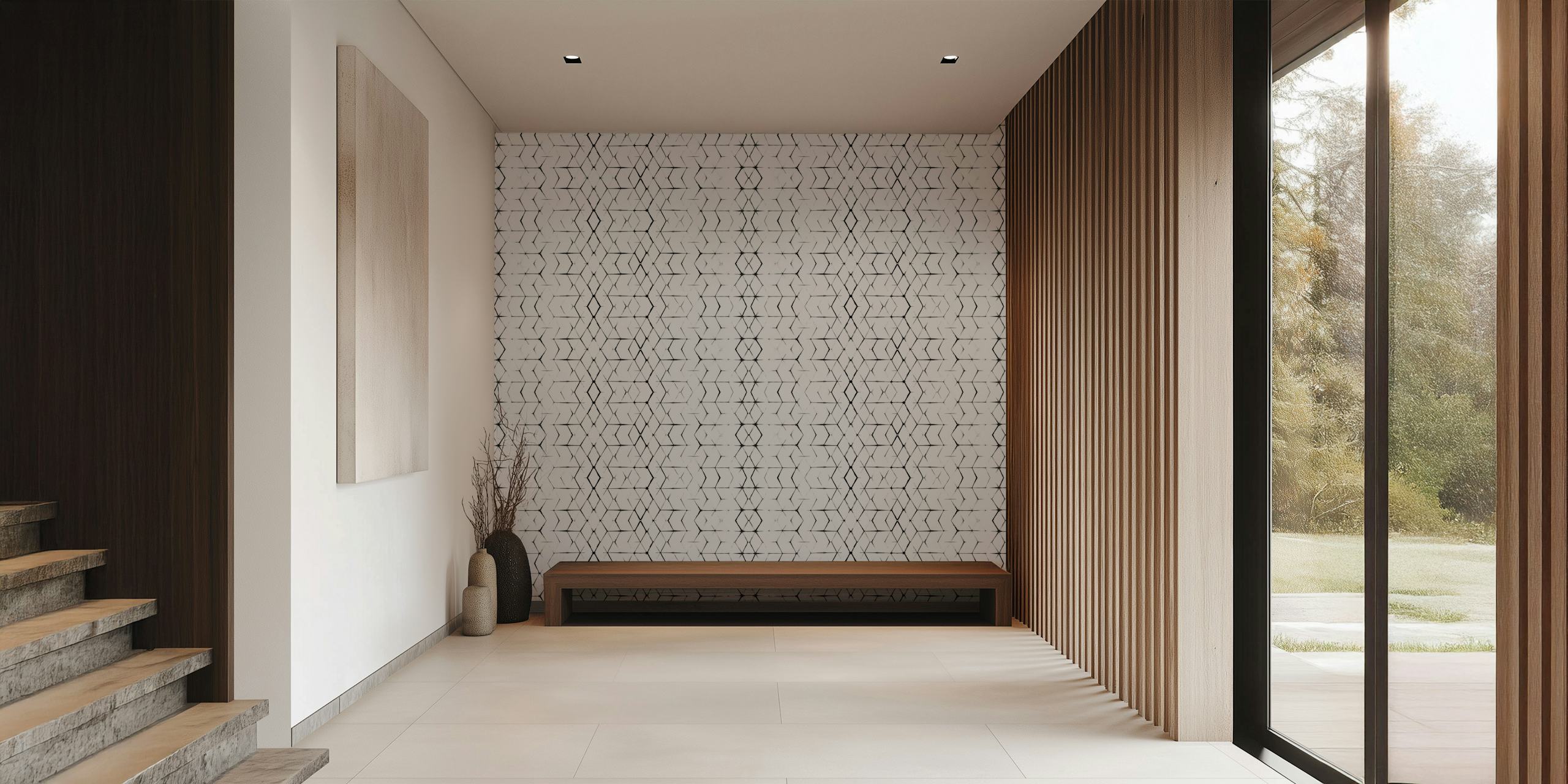 Black and white diamond patterned wallpaper