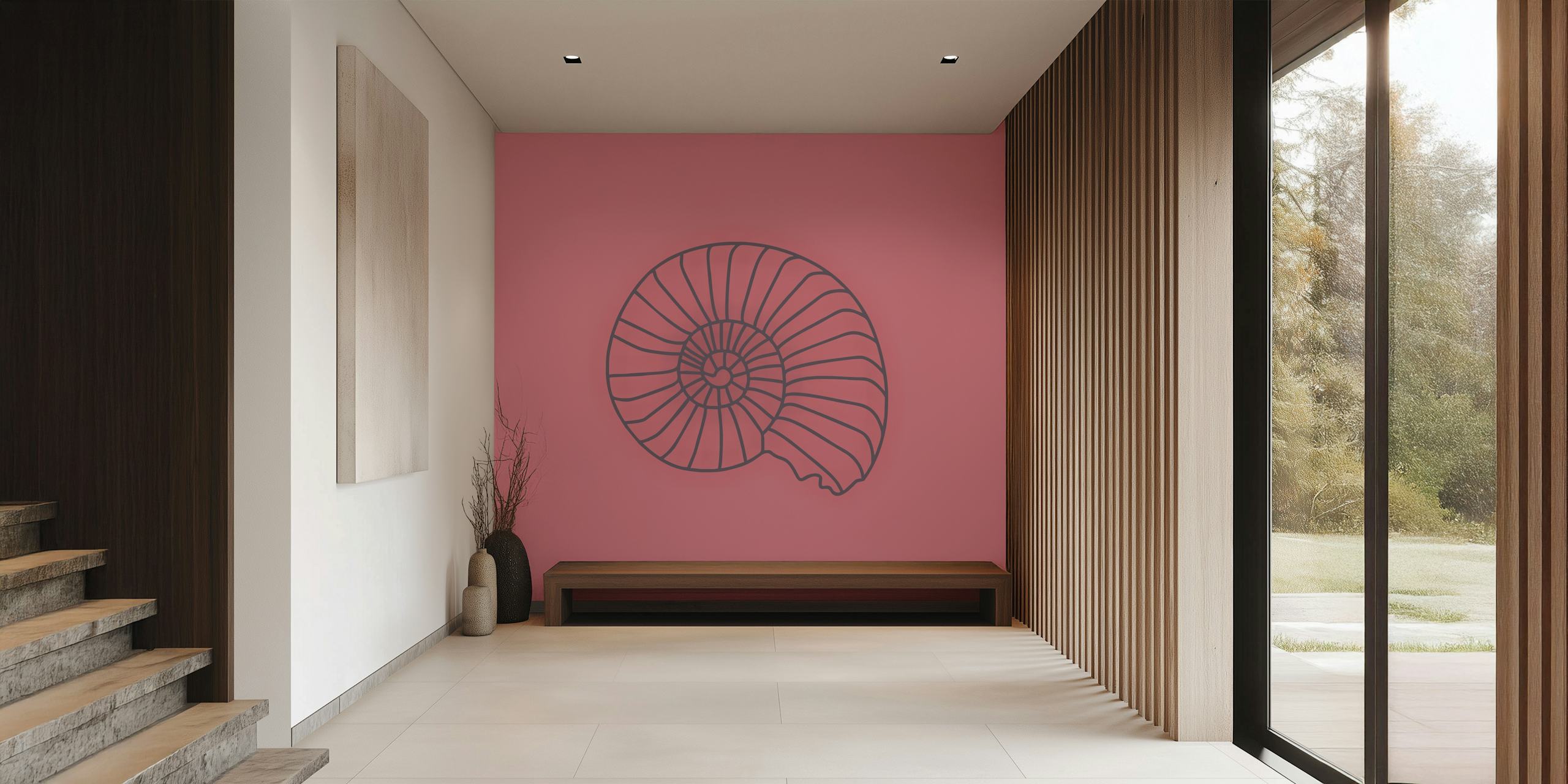 ταπετσαρία Rose Pink Wall Sea Shell σε ένα δωμάτιο