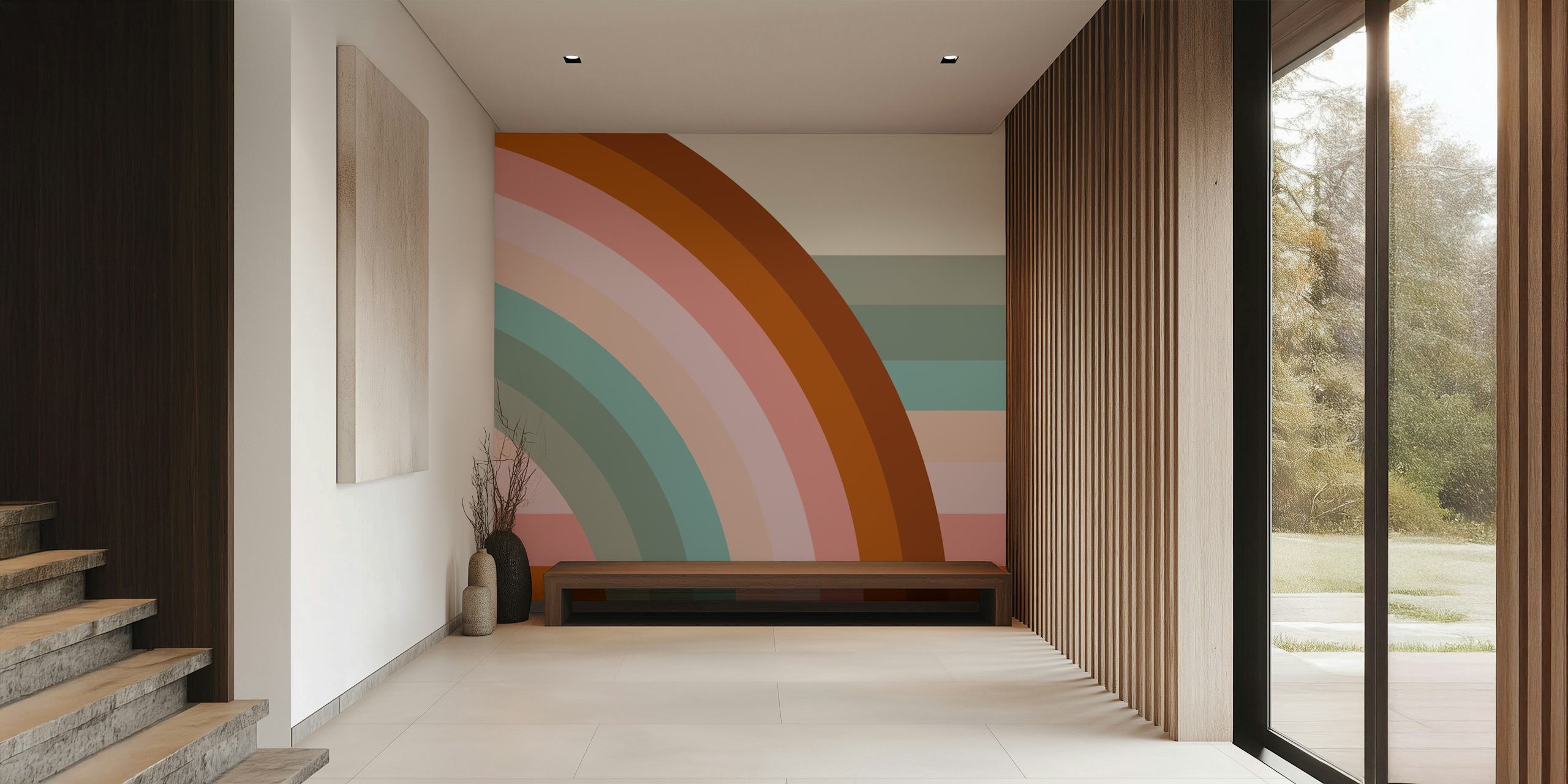 Pastel Colored Vintage Rainbow Wallpaper