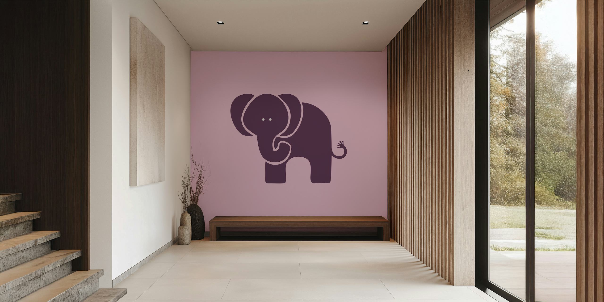 Pink elephant illustration on soft pink background wallpaper