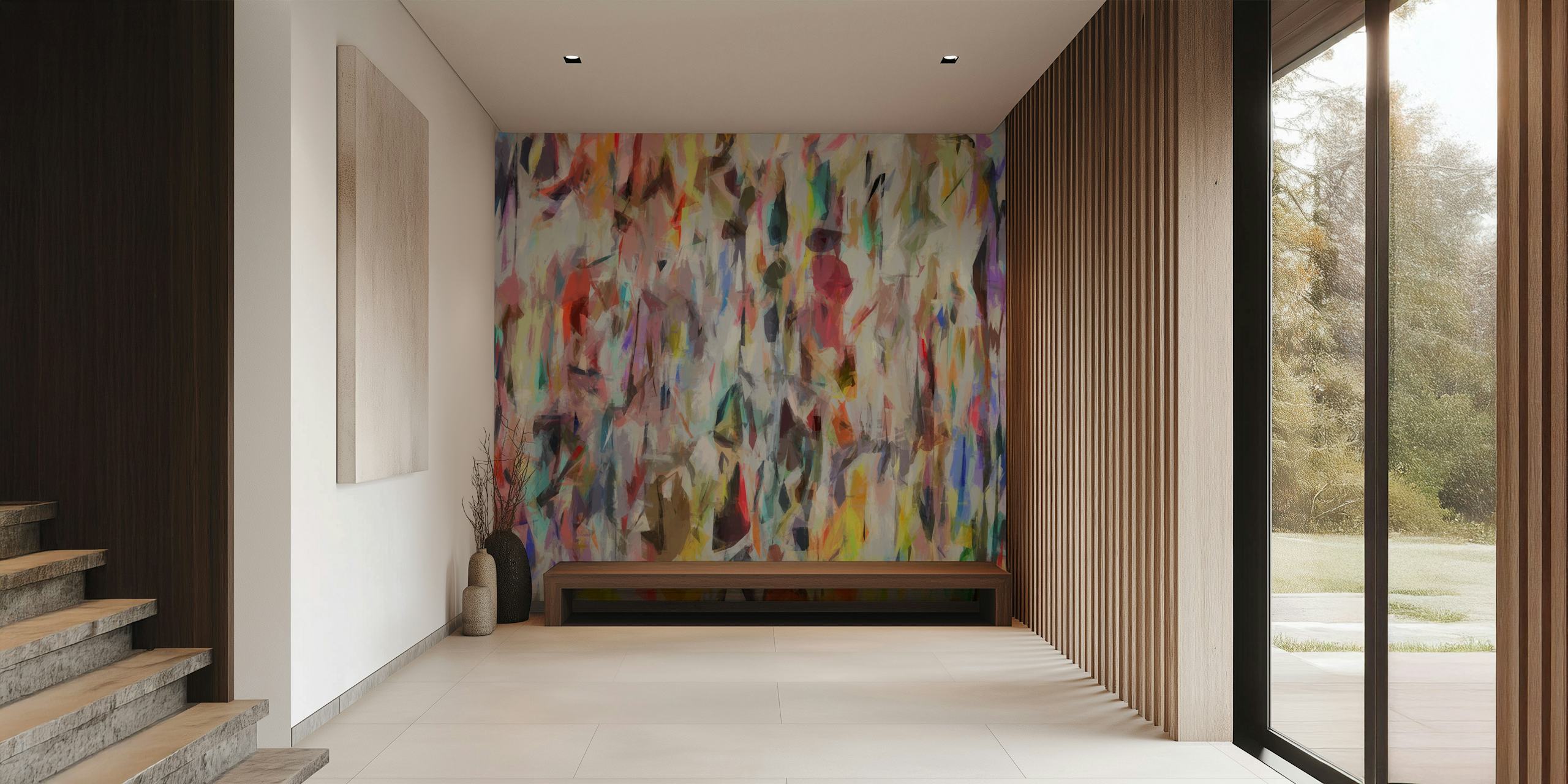 Colorful wallpaper featuring brushstroke design