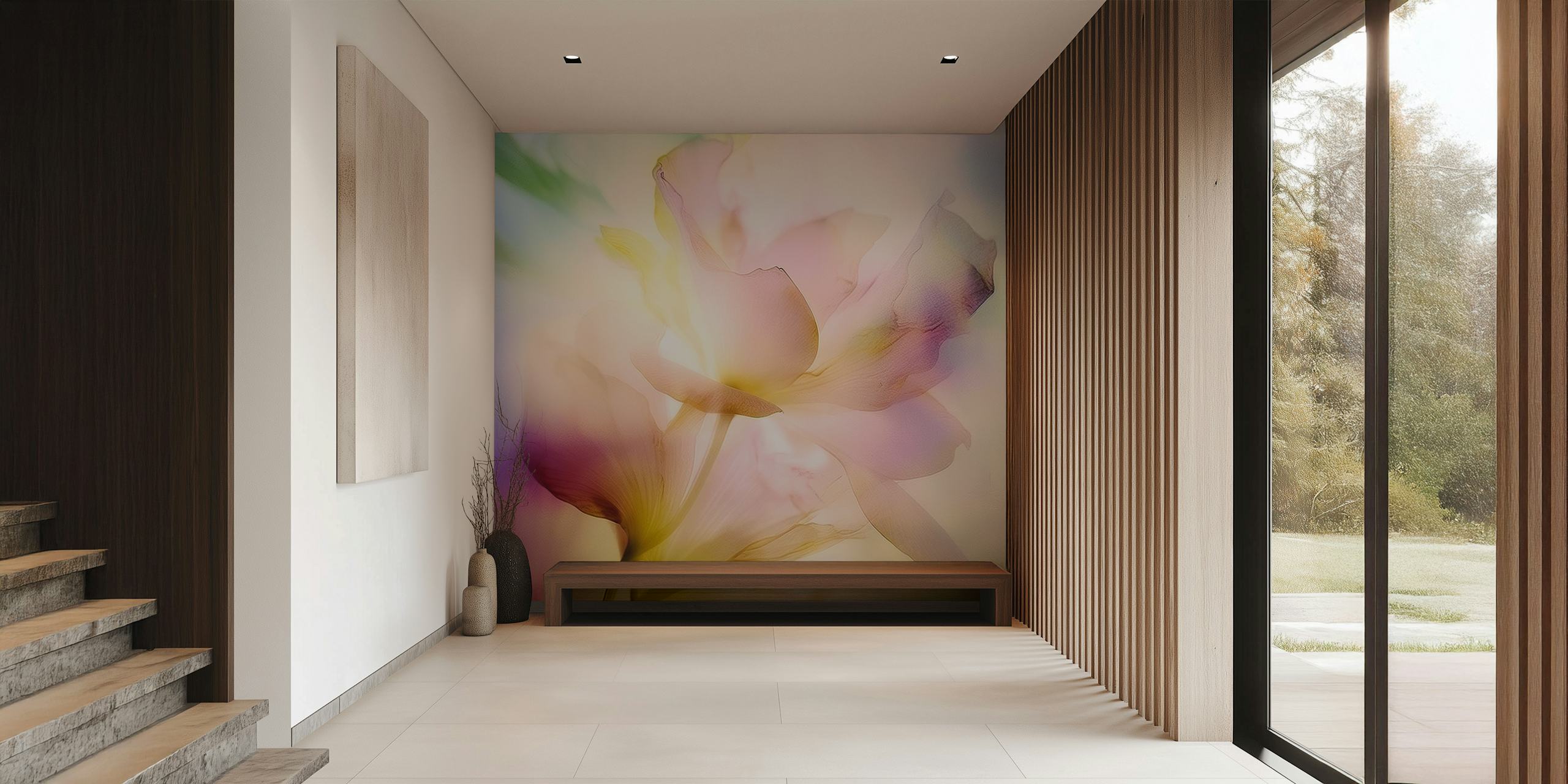 Soft pastel floral design wallpaper with light colors