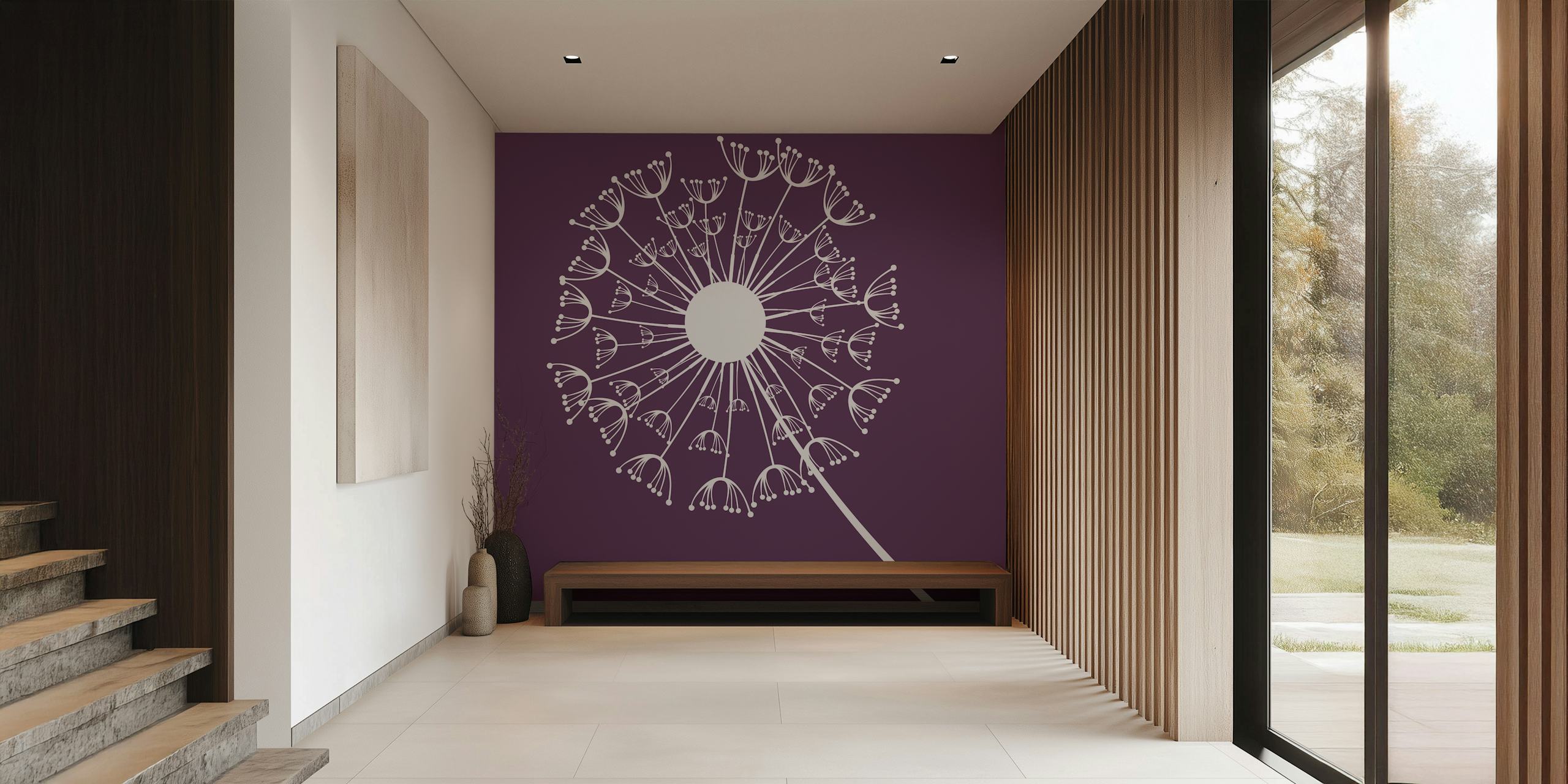 Papier peint Dark Purple Dandelion Flower dans une pièce