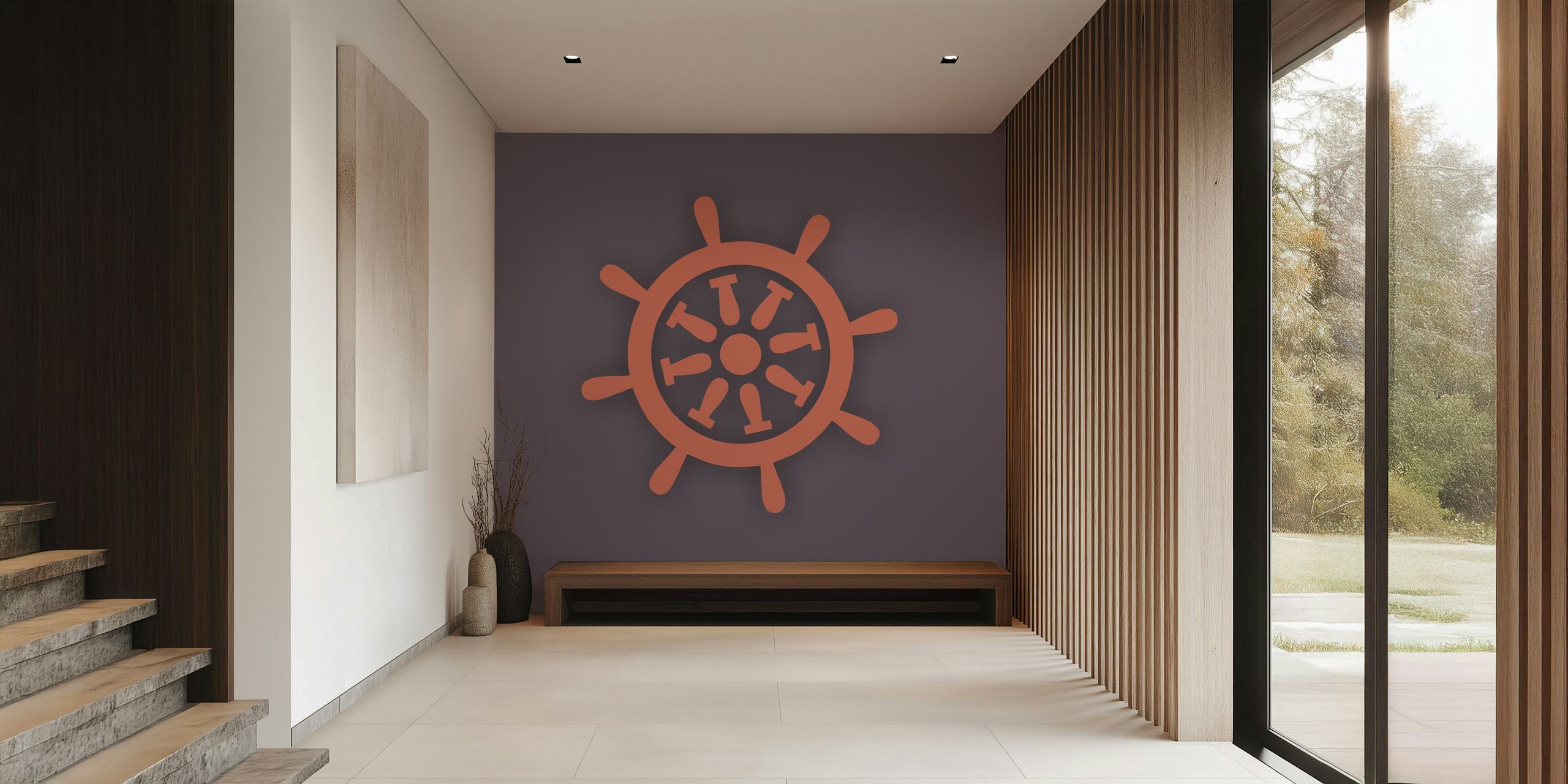 Graphite Rust Orange Rudder wallpaper in a room