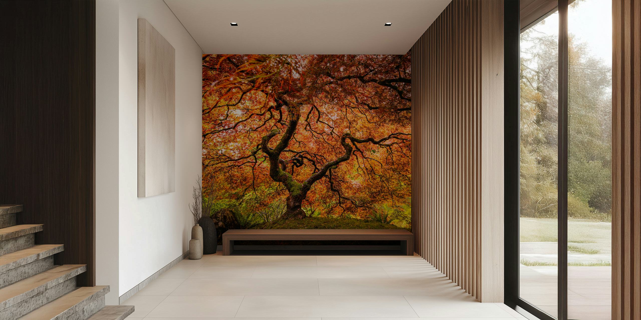 Wall mural of an old maple tree with autumn leaves