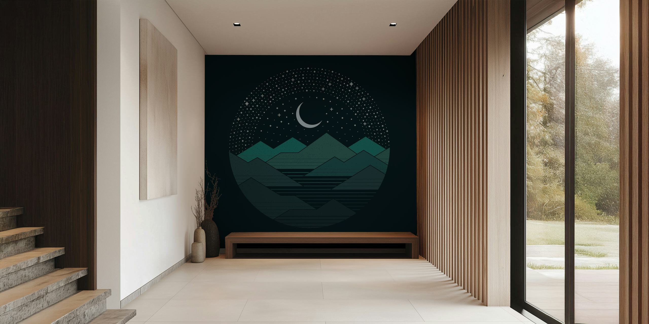 Between Mountains and Stars diseño de papel pintado en la habitación