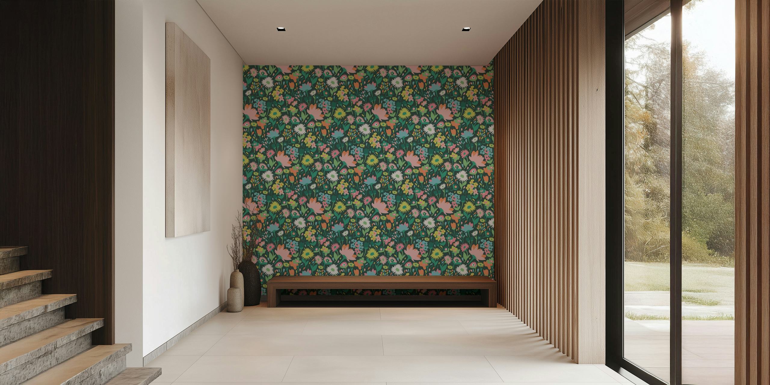 Diseño de papel pintado Spring field of flowers