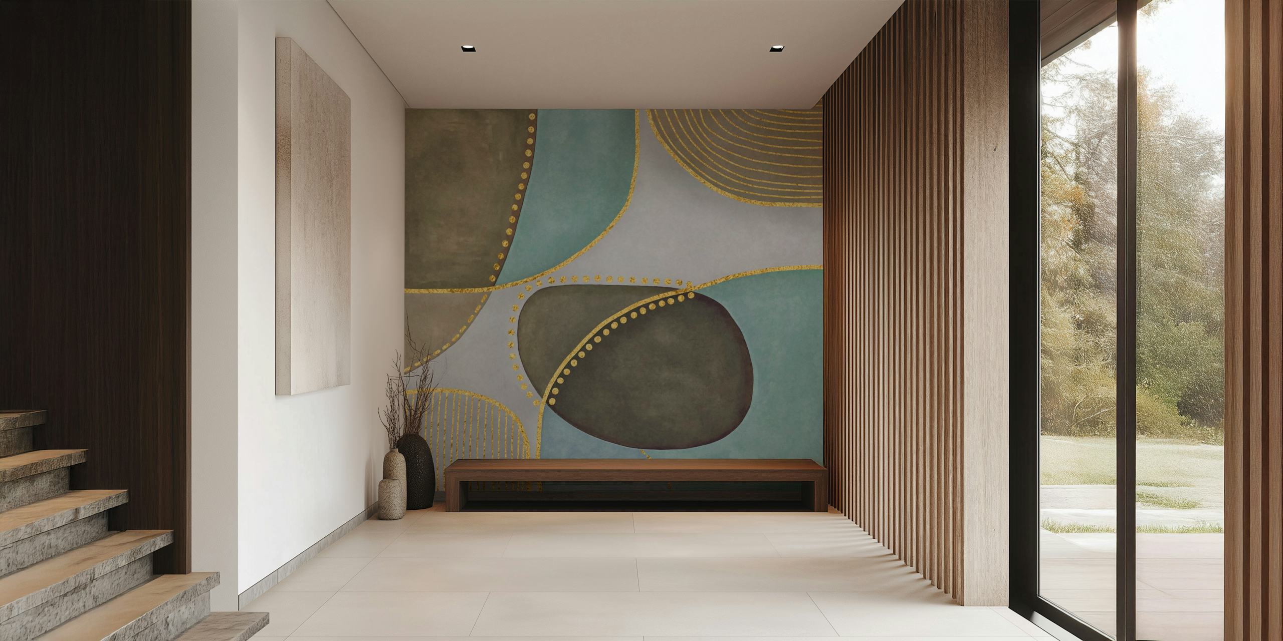 Design della carta da parati Mid Century in una stanza