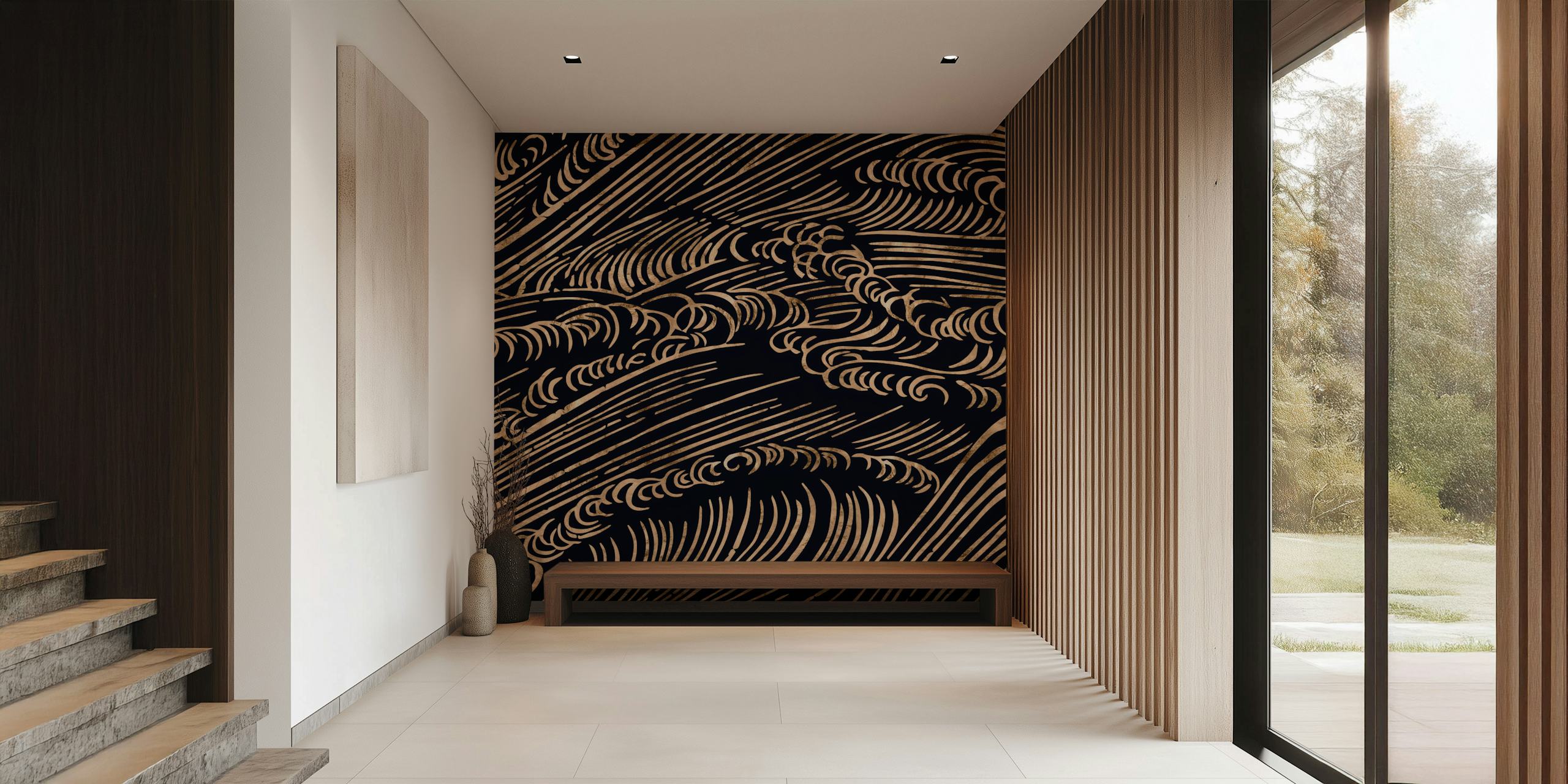 Wild Japanese Waves wallpaper in a room