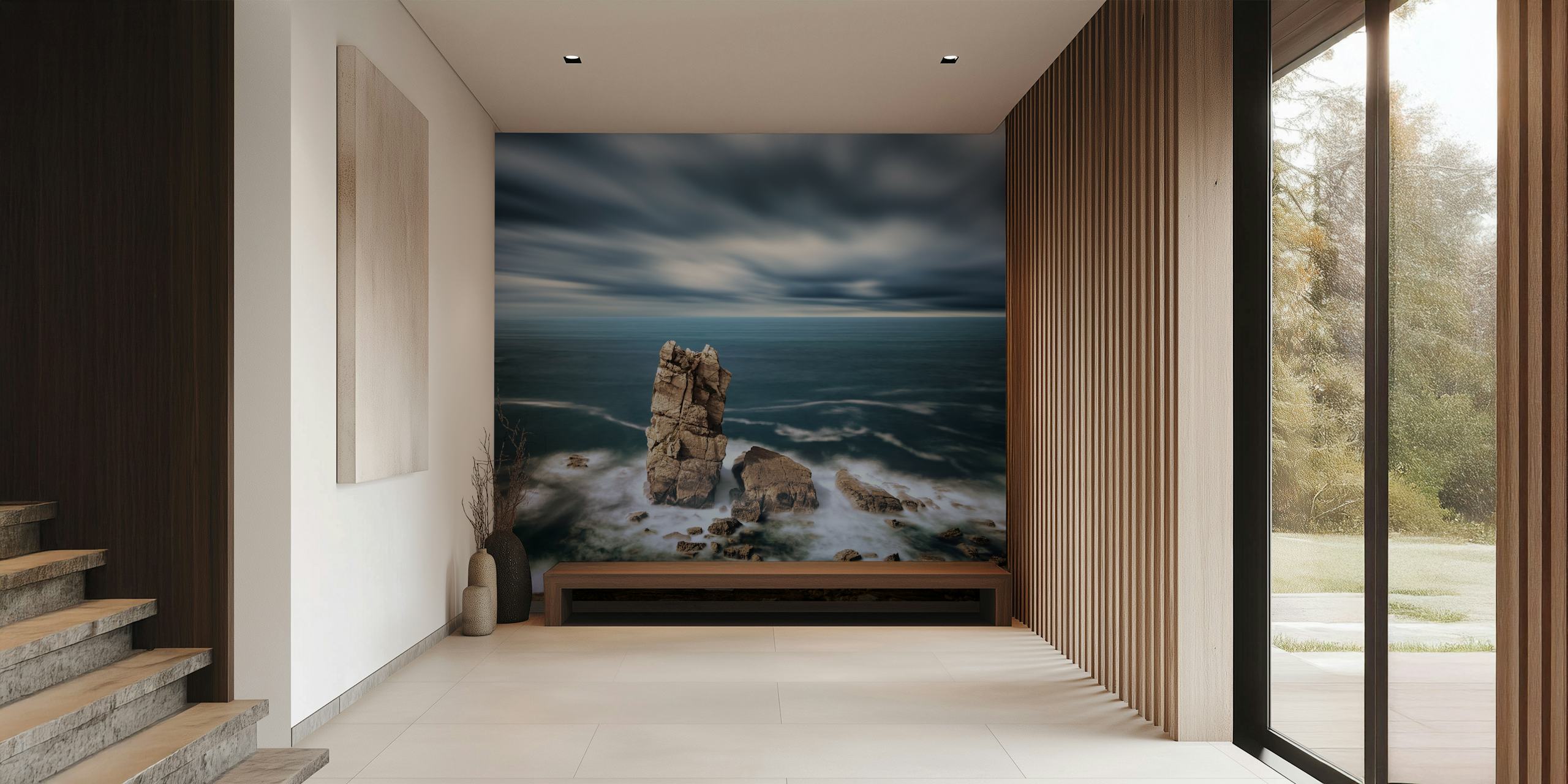 Dramatic seascape with rock formation in Spain, wall mural