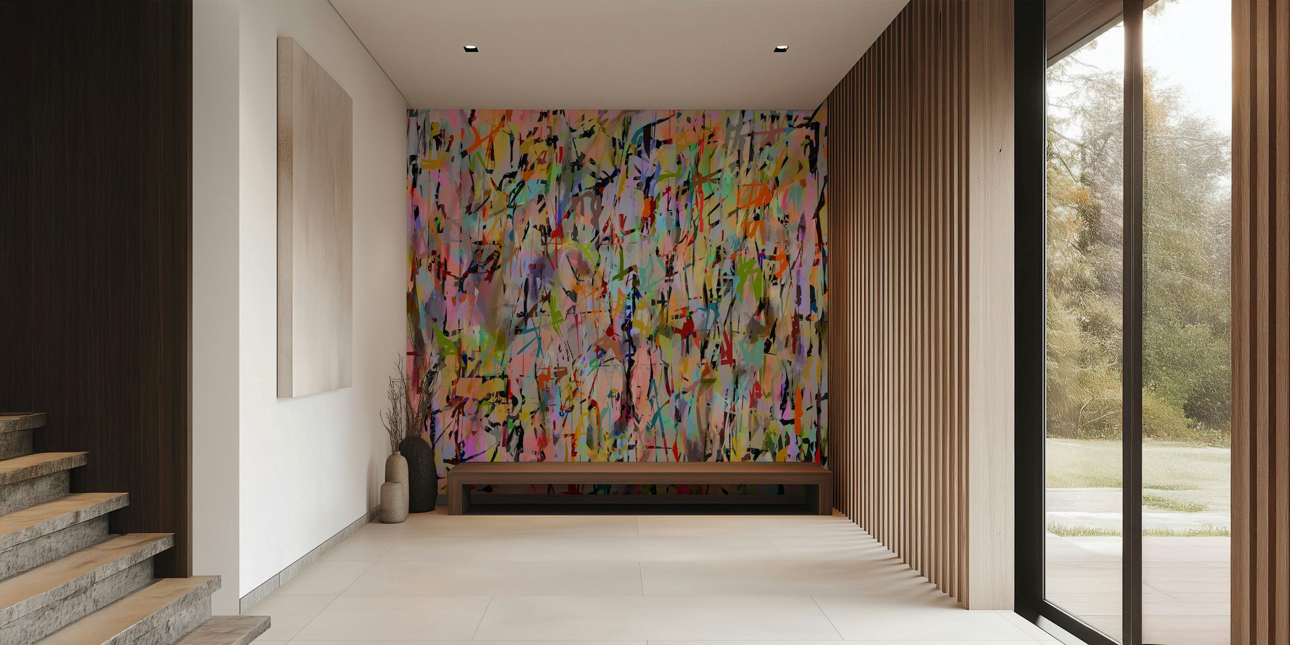 Colorful abstract brush strokes in vibrant hues wallpaper