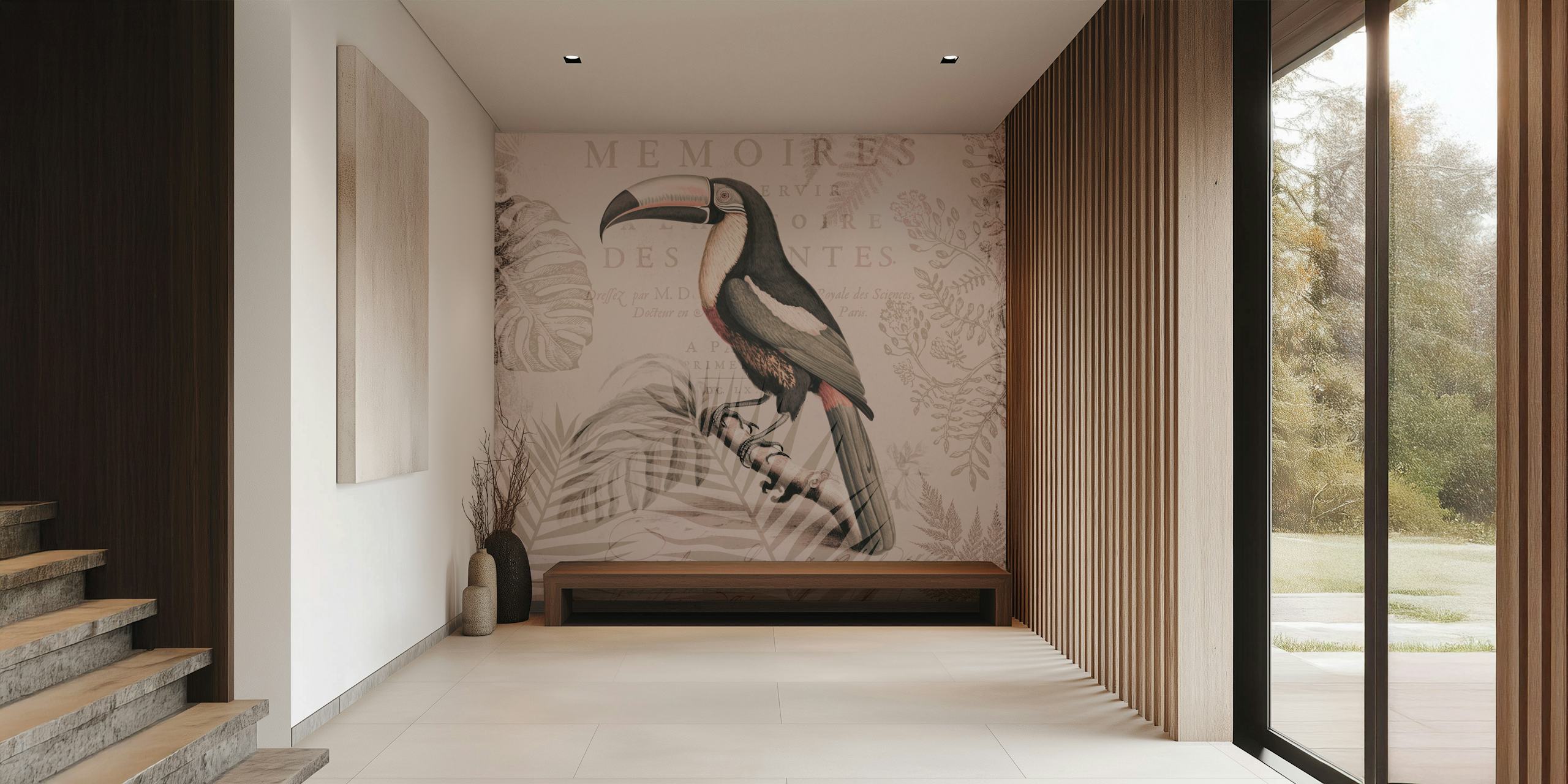 Tropical toucans tapet i ett rum