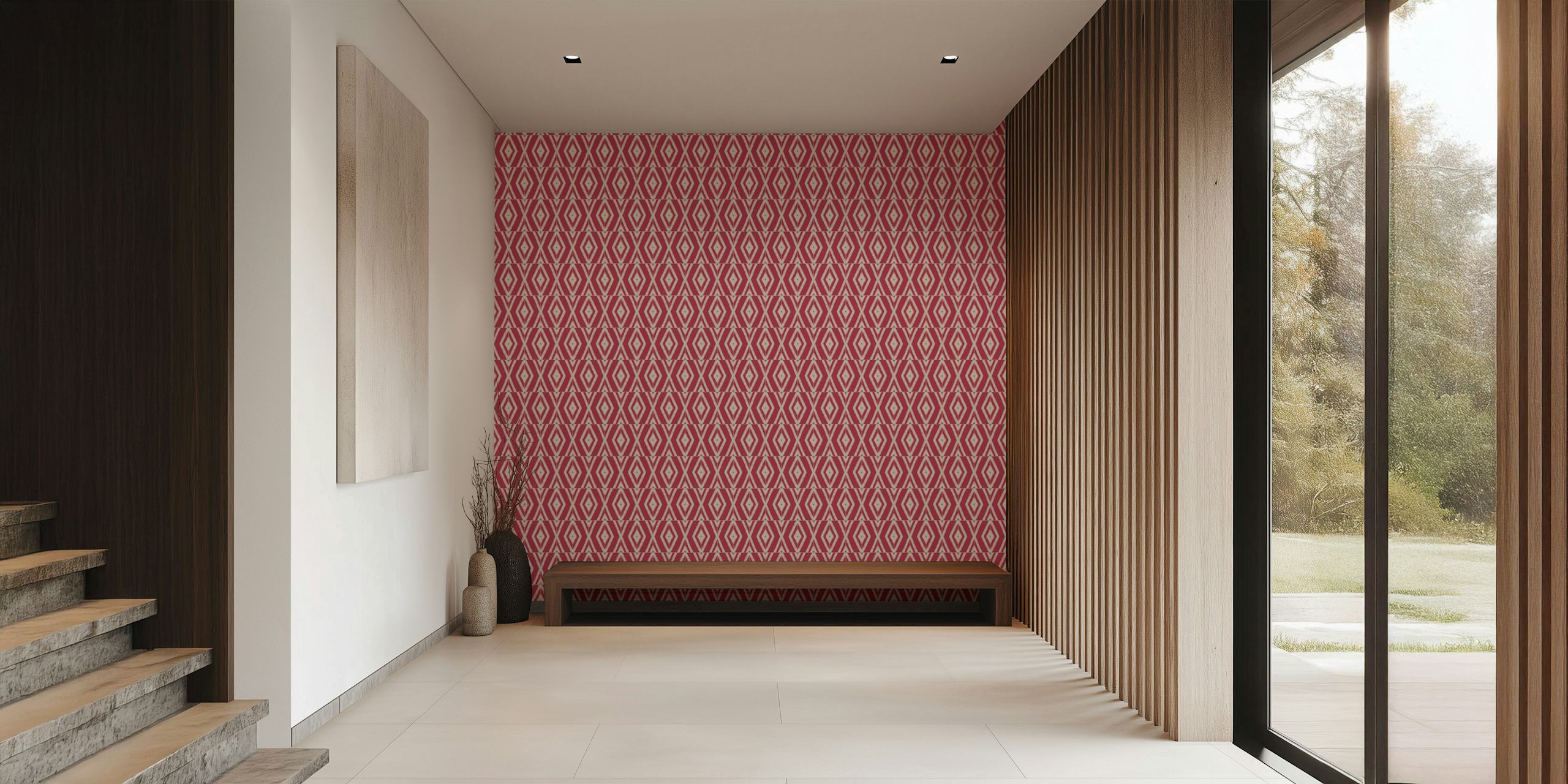 Rustic pink diamond tile pattern wall mural