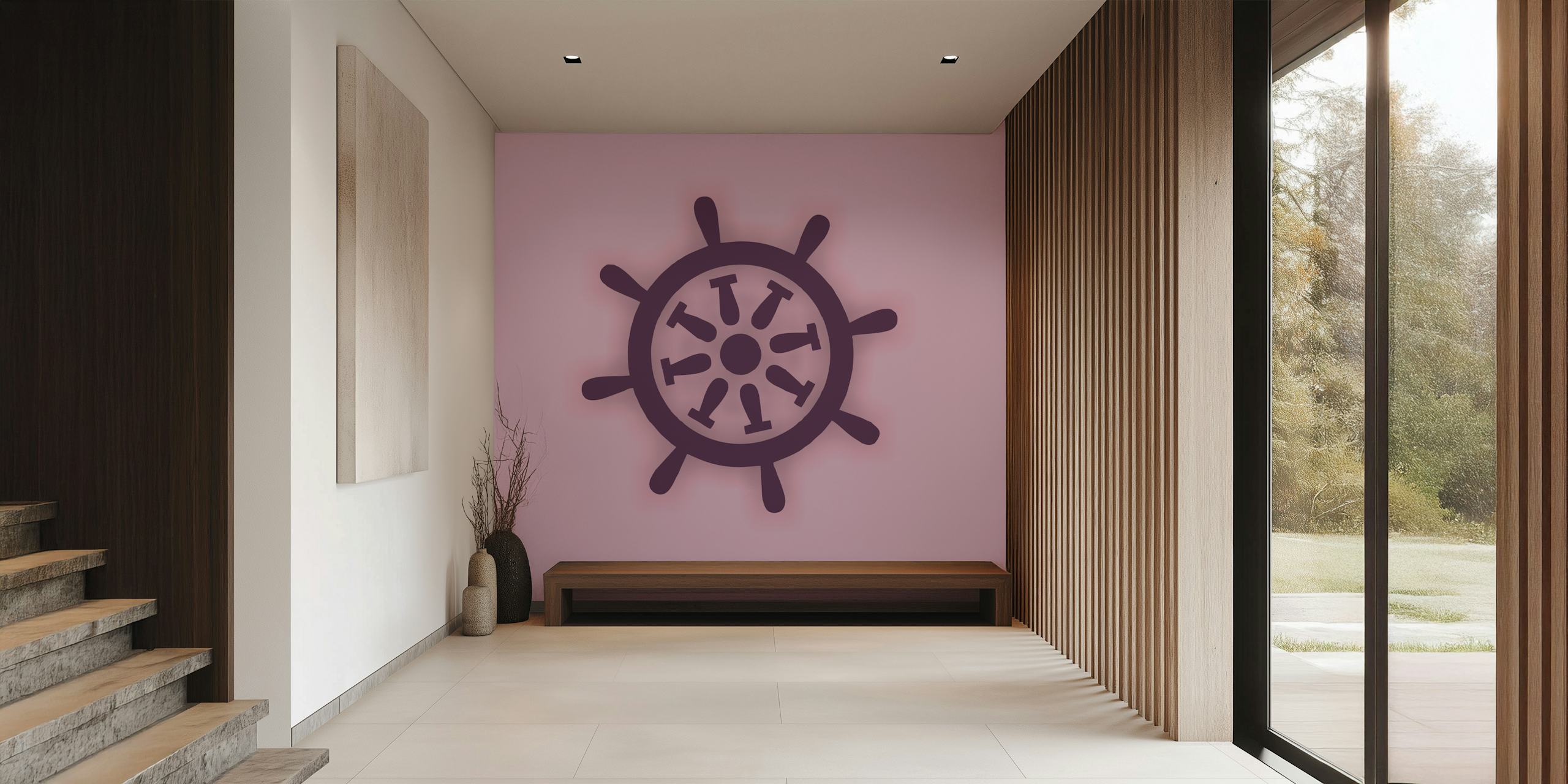 Carta da parati Pastel Pink Plum Rudder in una stanza