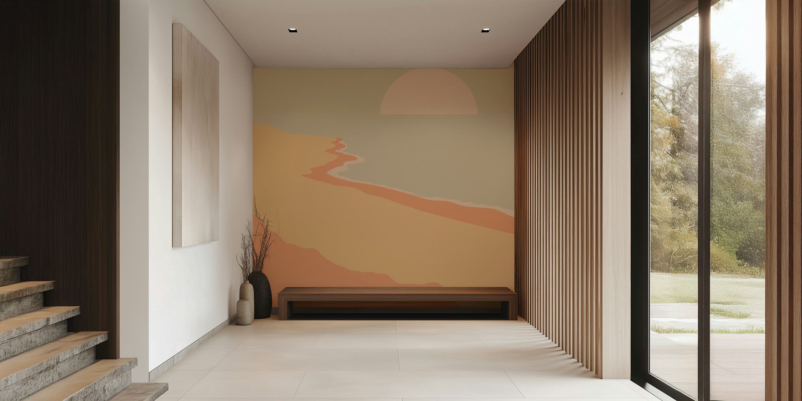 Pale sandy shores papel de parede exibido em uma sala