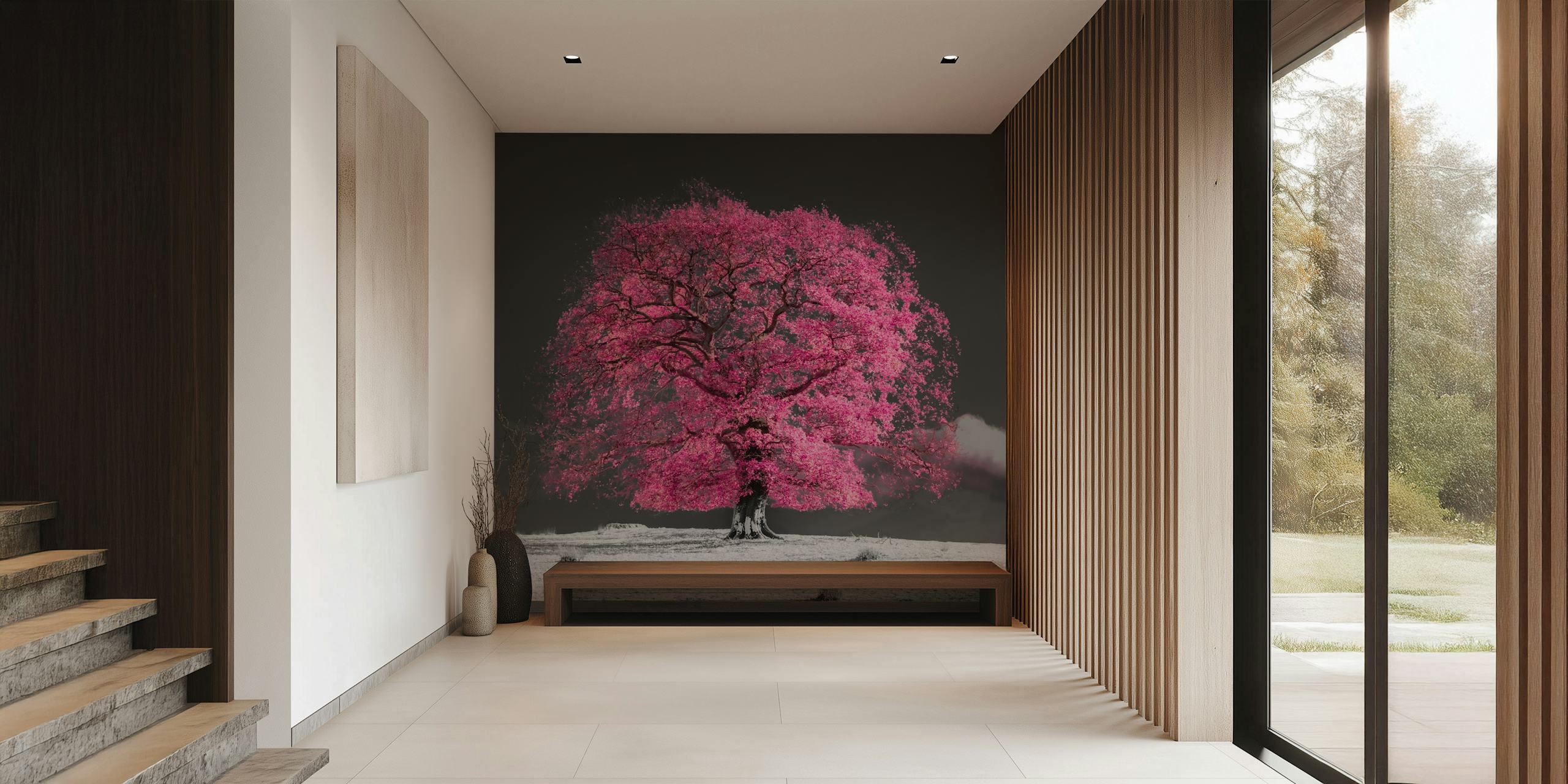 Papier peint Pink Tree dans une pièce
