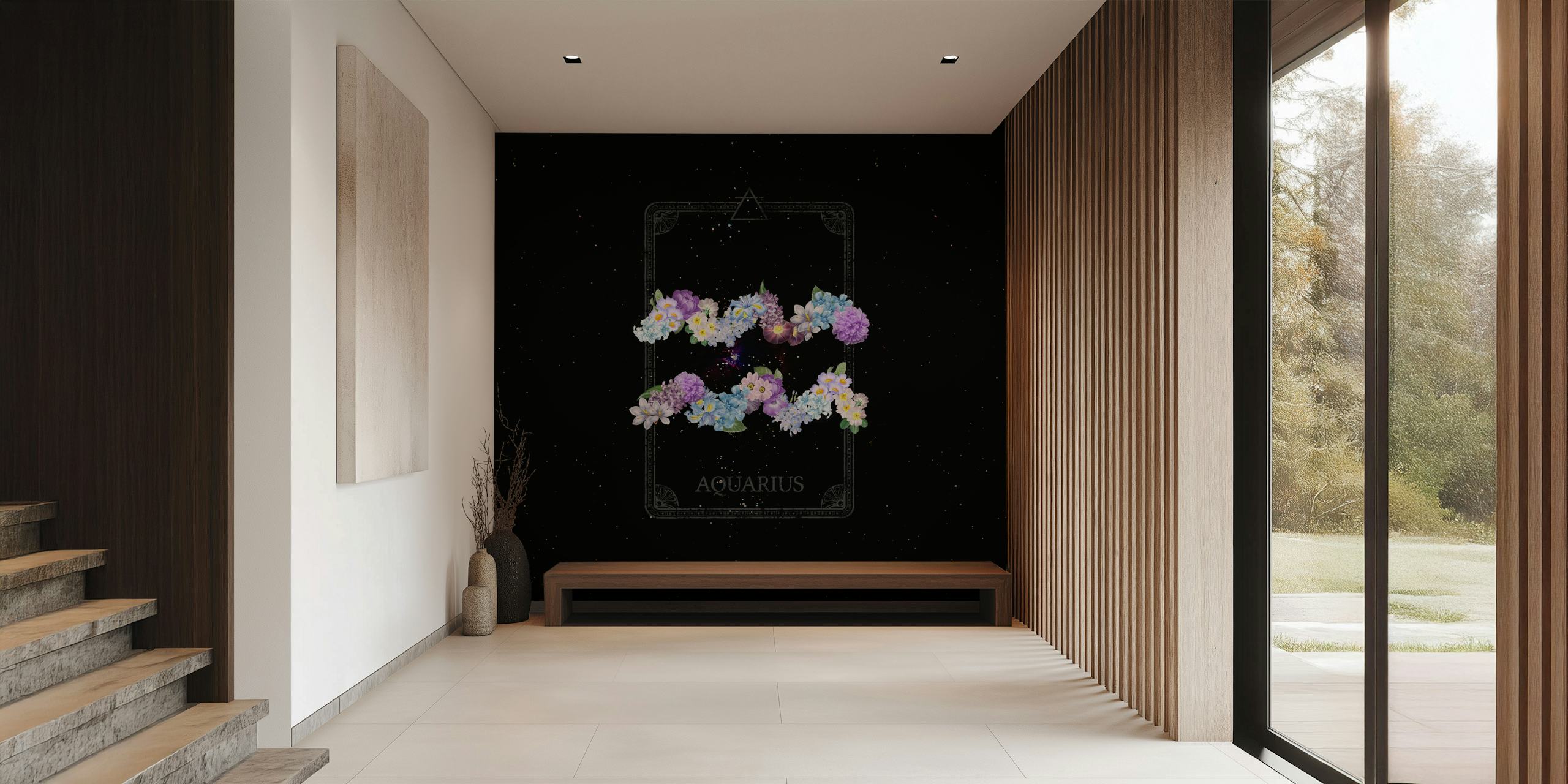 Papel pintado Floral Zodiac Sign Aquarius en una habitación