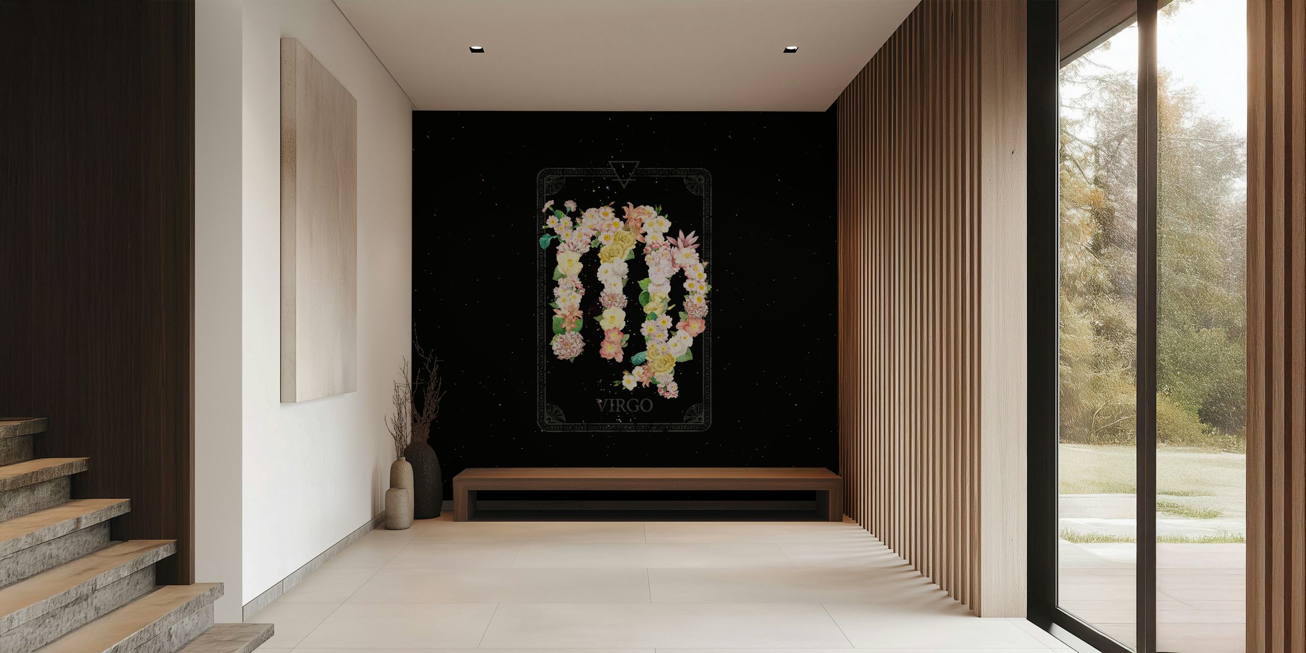 Floral Zodiac Sign Virgo wallpaper in a room