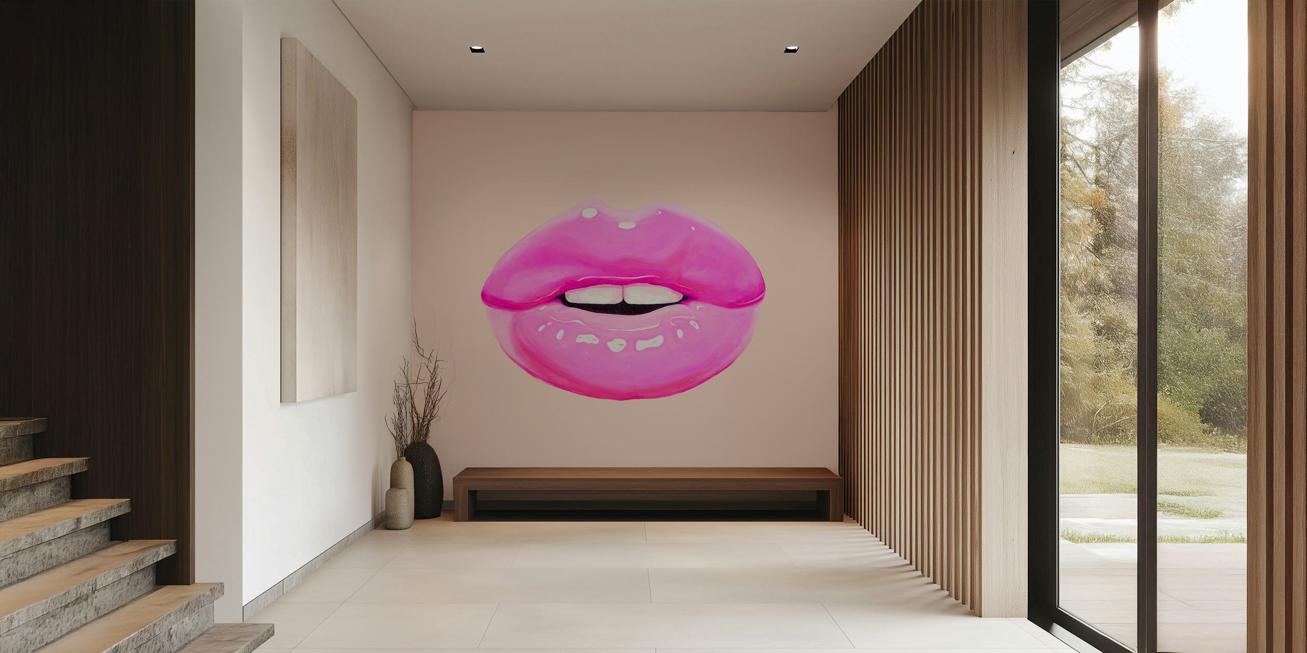 Pink lips tapetdesign i et rum