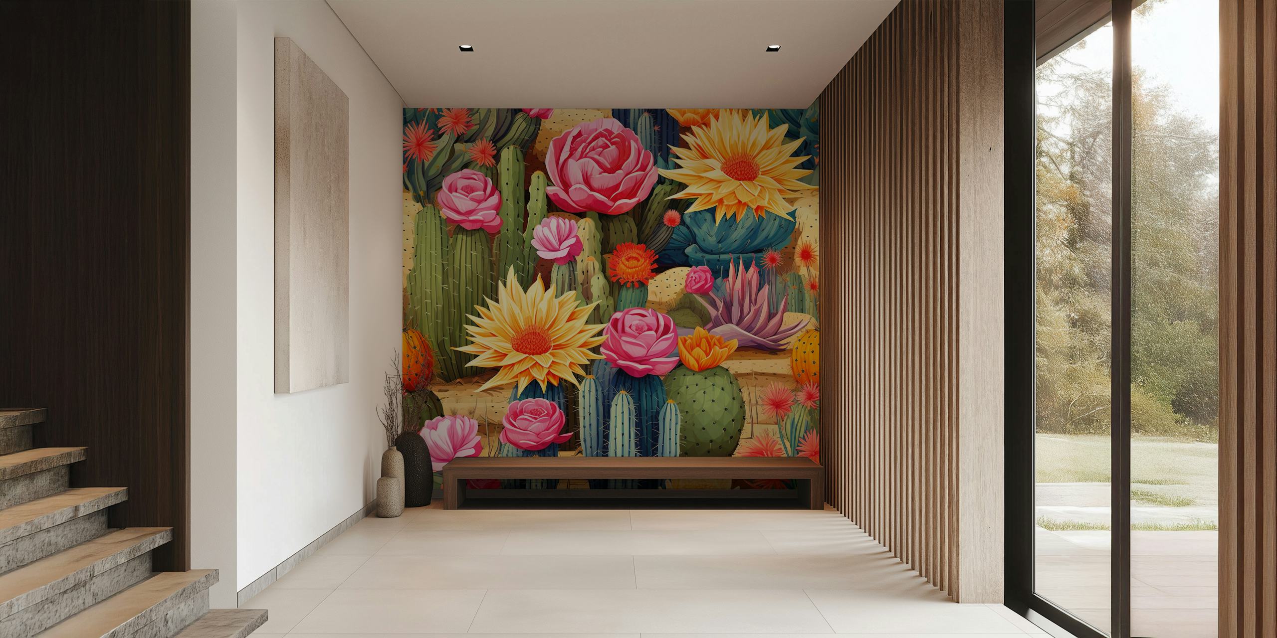 Des cactus colorés et des fleurs Cacti Carnival #1 dans une pièce