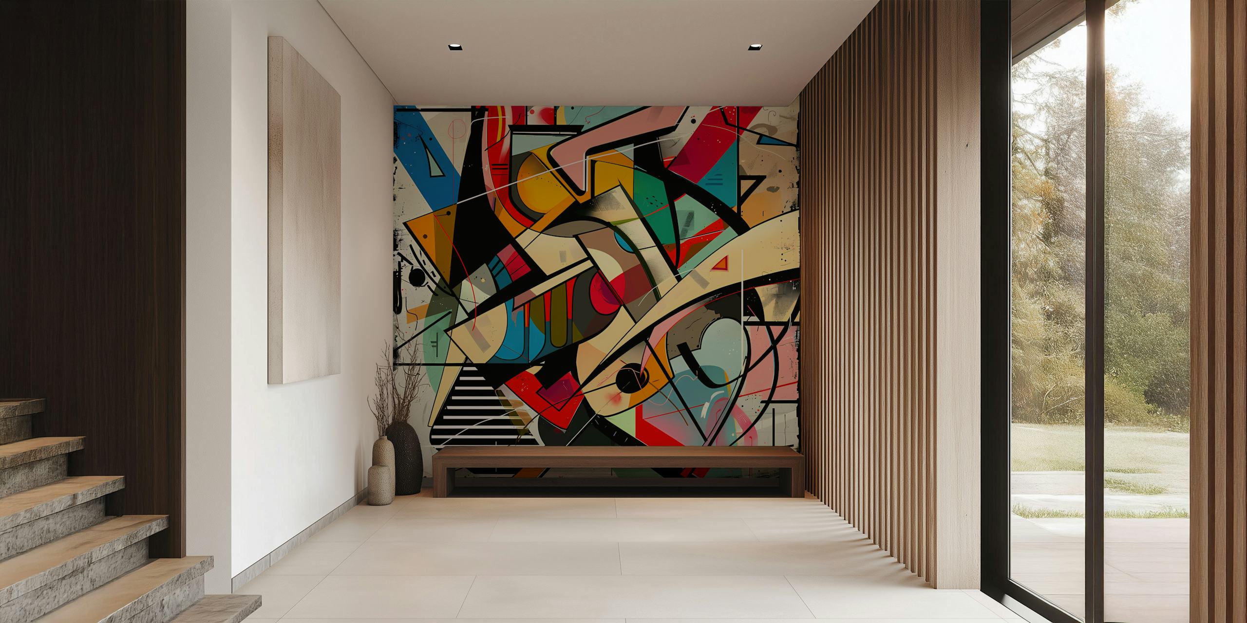 Urban Art 3 wallpaper in a modern interior