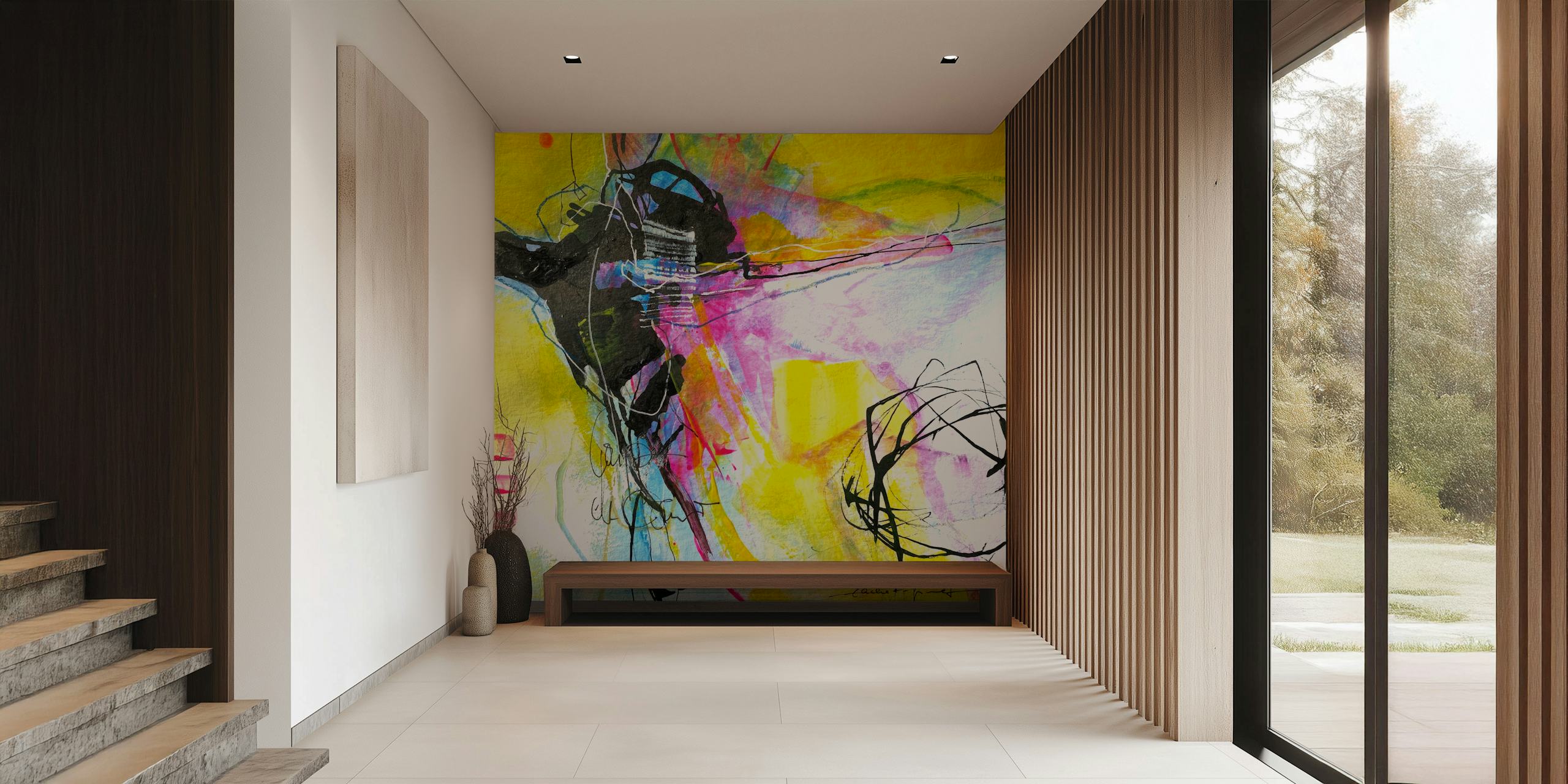 Coupdecoeur Abstract Painting wallpaper in a room