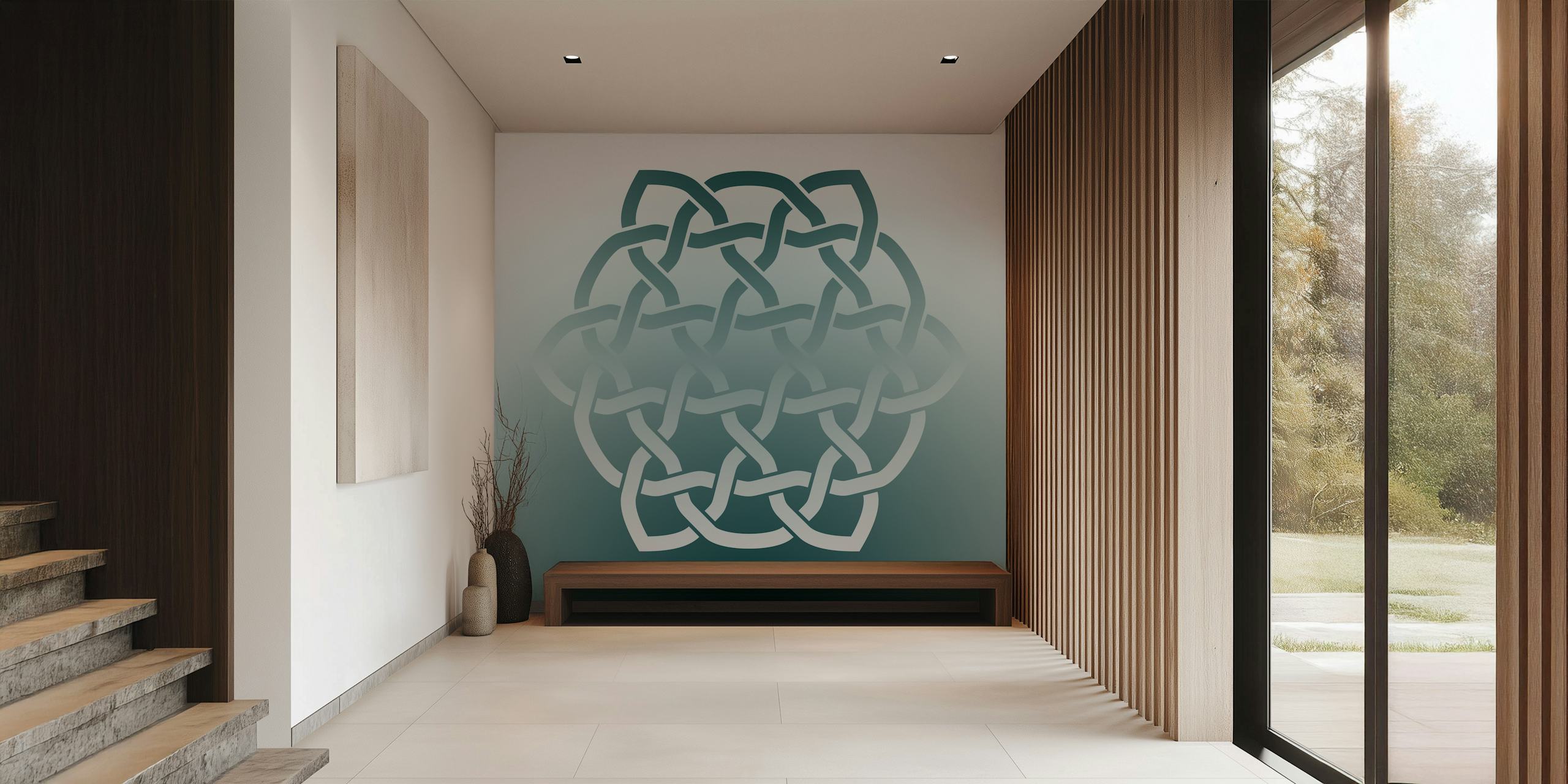 Papel pintado Blue Gradient Celtic Knot en una habitación