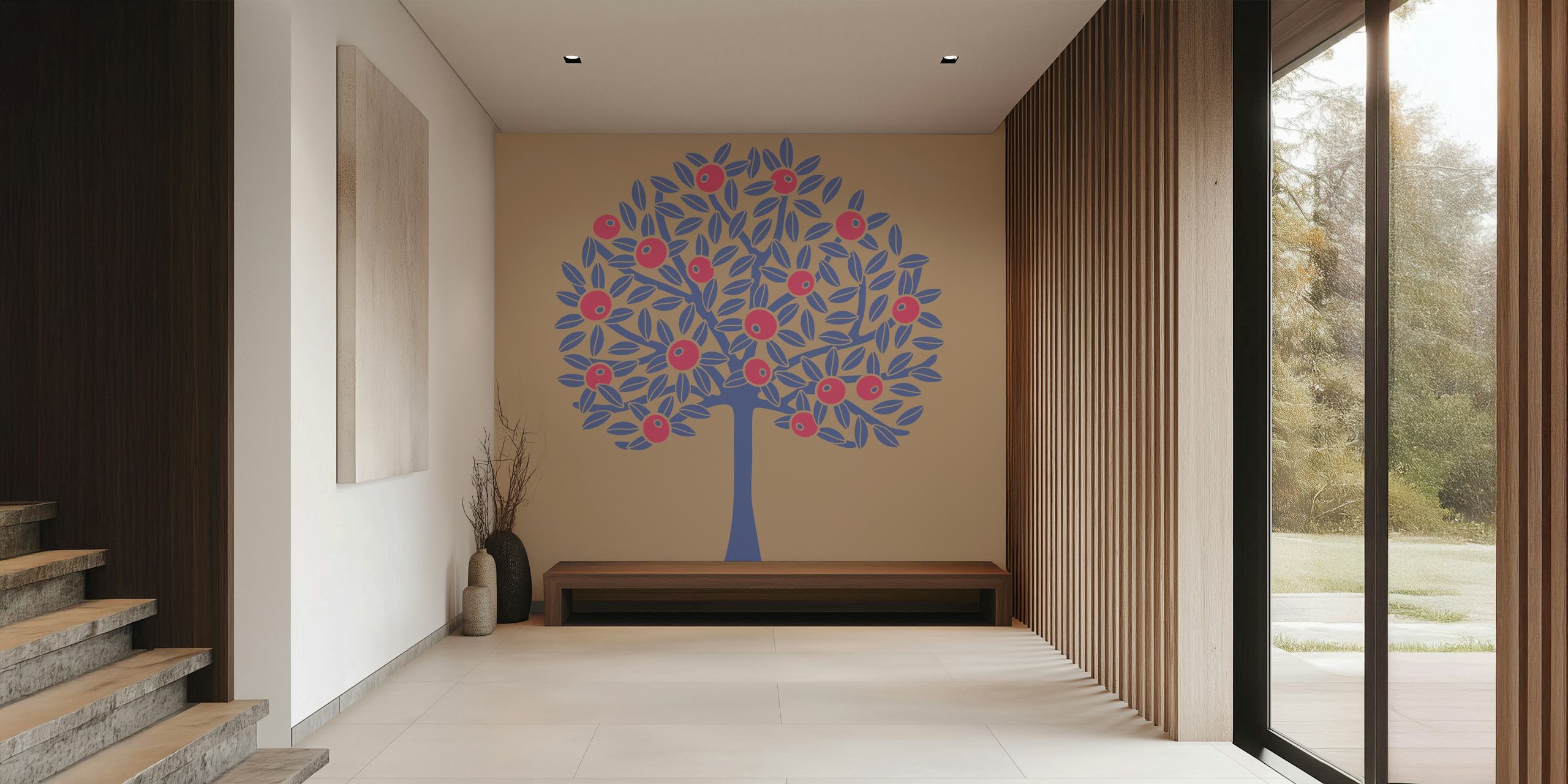 Carta da parati albero da frutto lavanda viola in una stanza