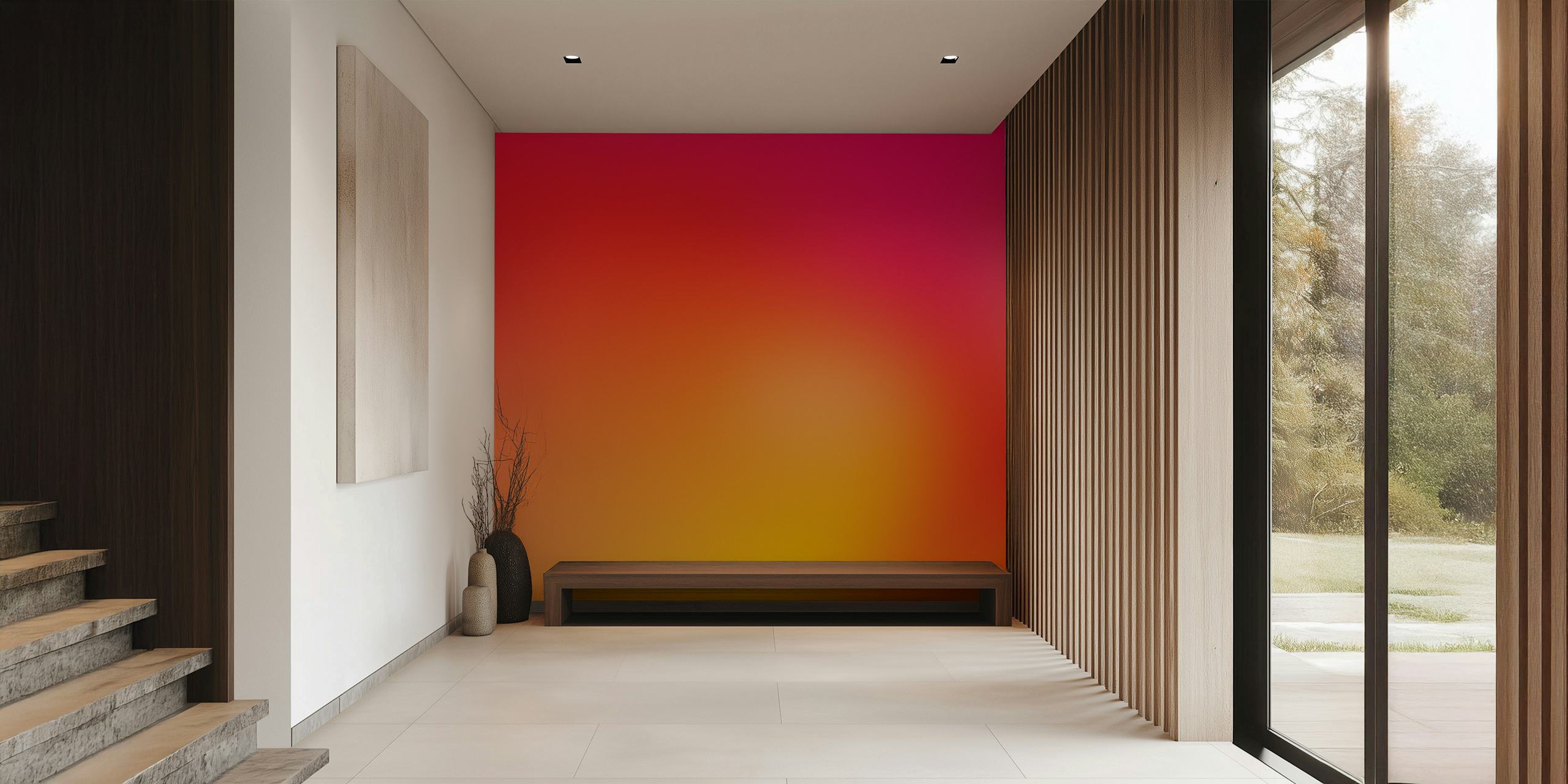 Hot Pink to Orange Gradient Wall Mural at Happywall