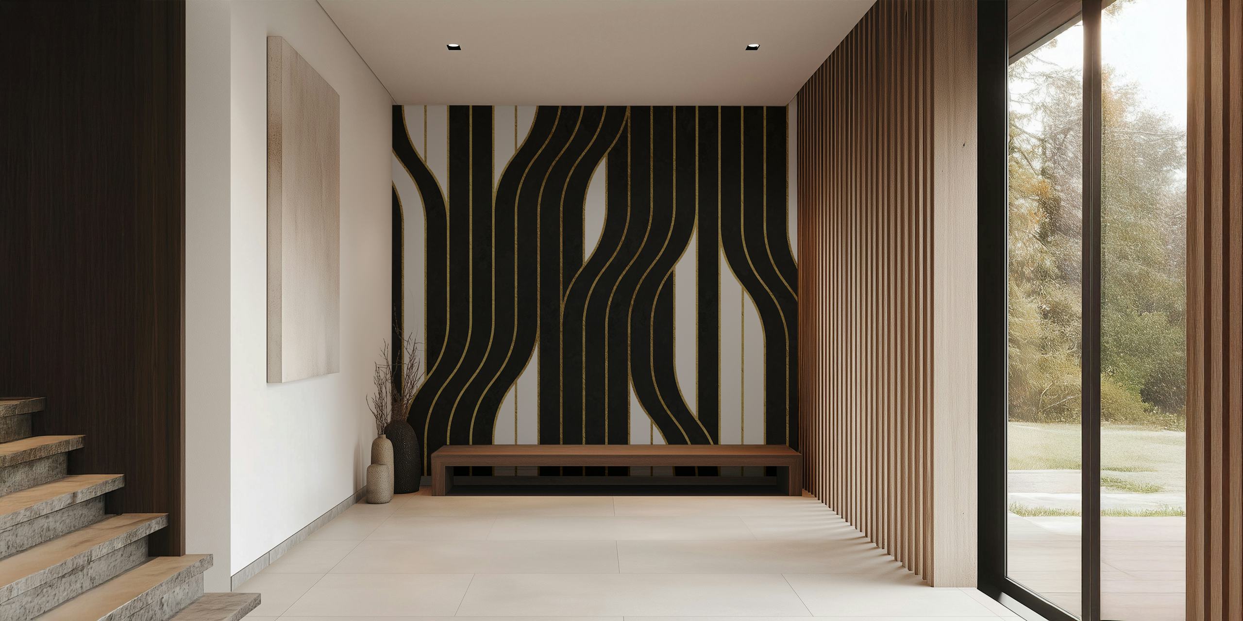 Black and white luxury lines wallpaper design