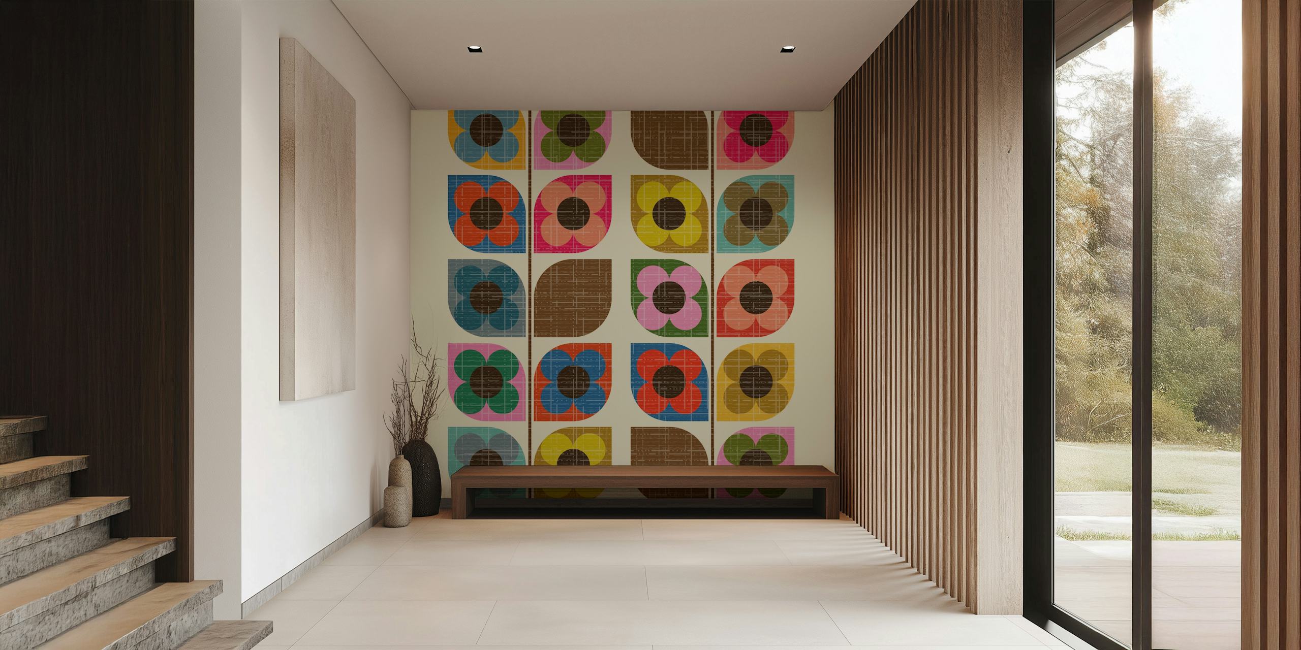 Textured Bloom Vine tapet i ett rum