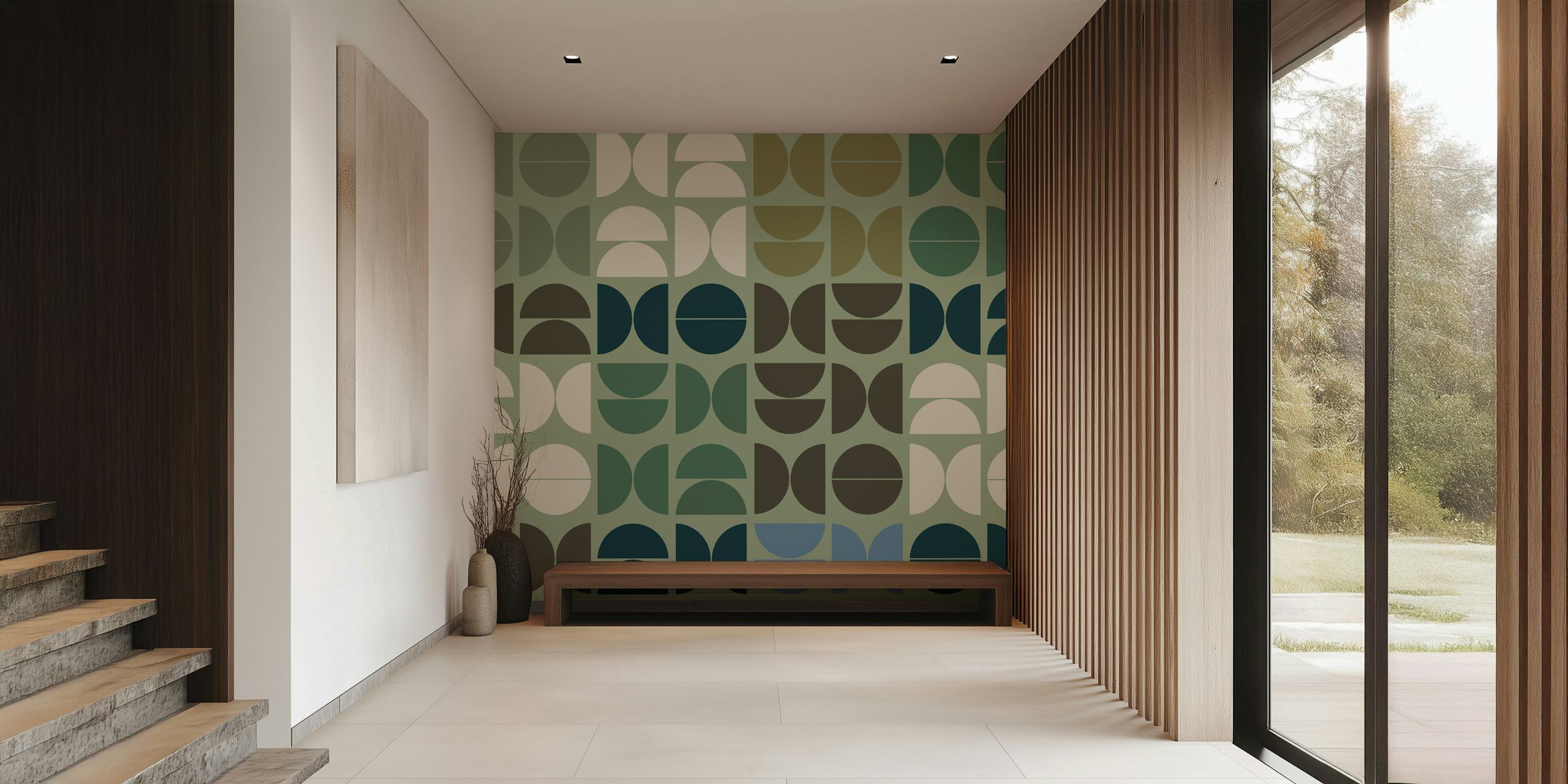 Mid-Century Semi Circles wallpaper in a room