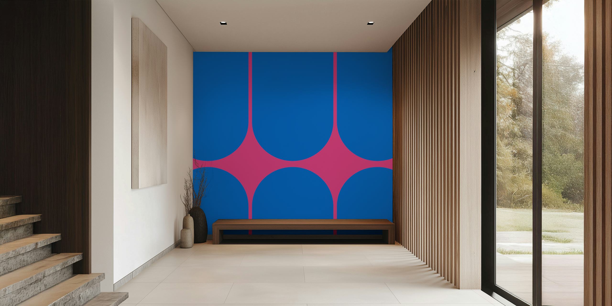 Ταπετσαρία Vivid Mid-Century Minimalist Geometry σε ένα δωμάτιο