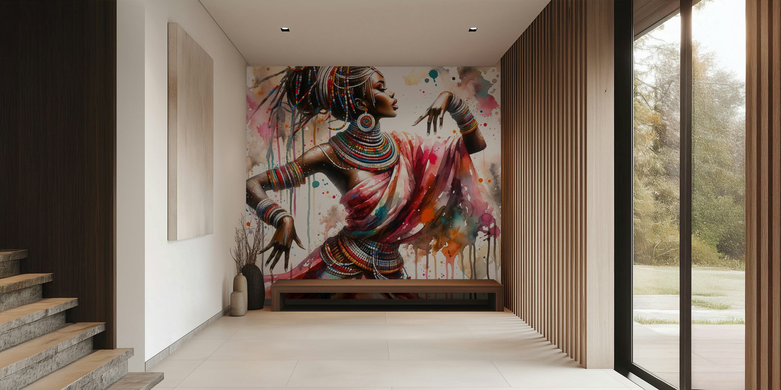 Watercolor African Dancer tapety v pokoji