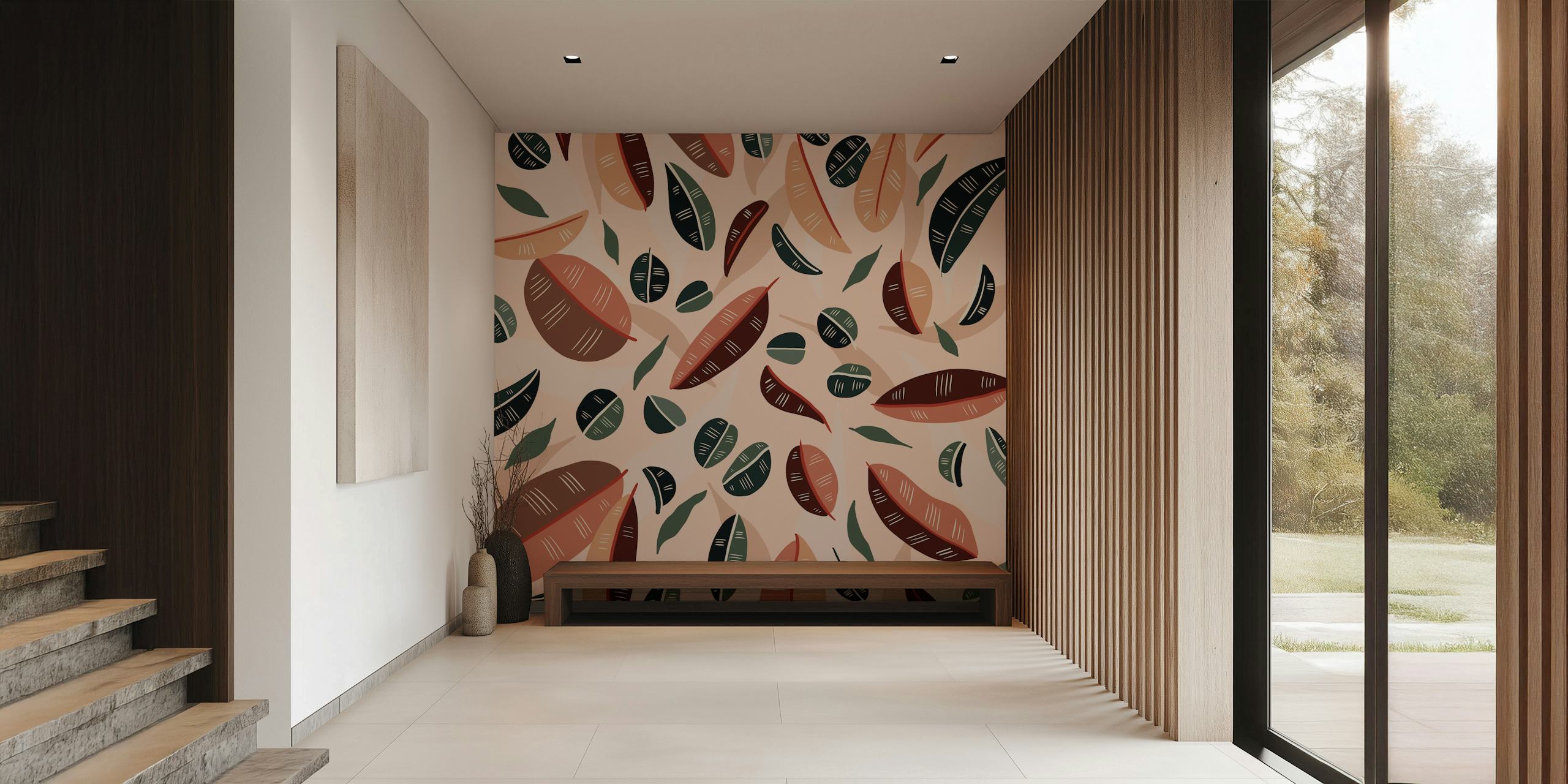 Diseño botánico simple con papel tapiz de hojas