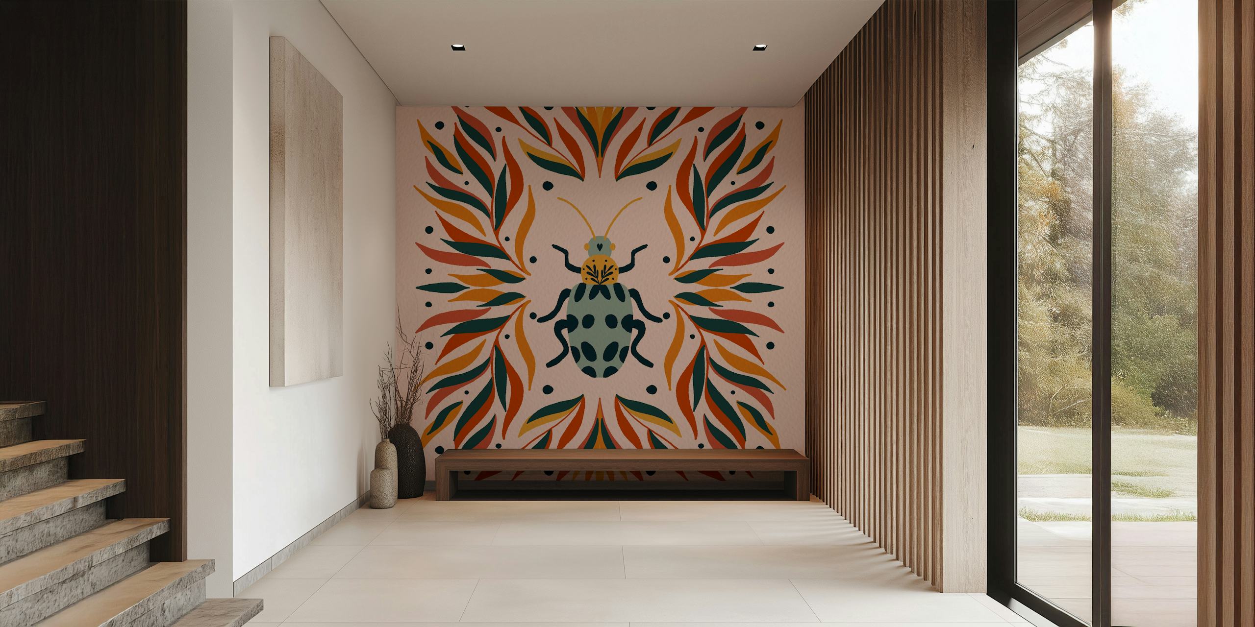 Papel pintado Bug and leaves en una habitación
