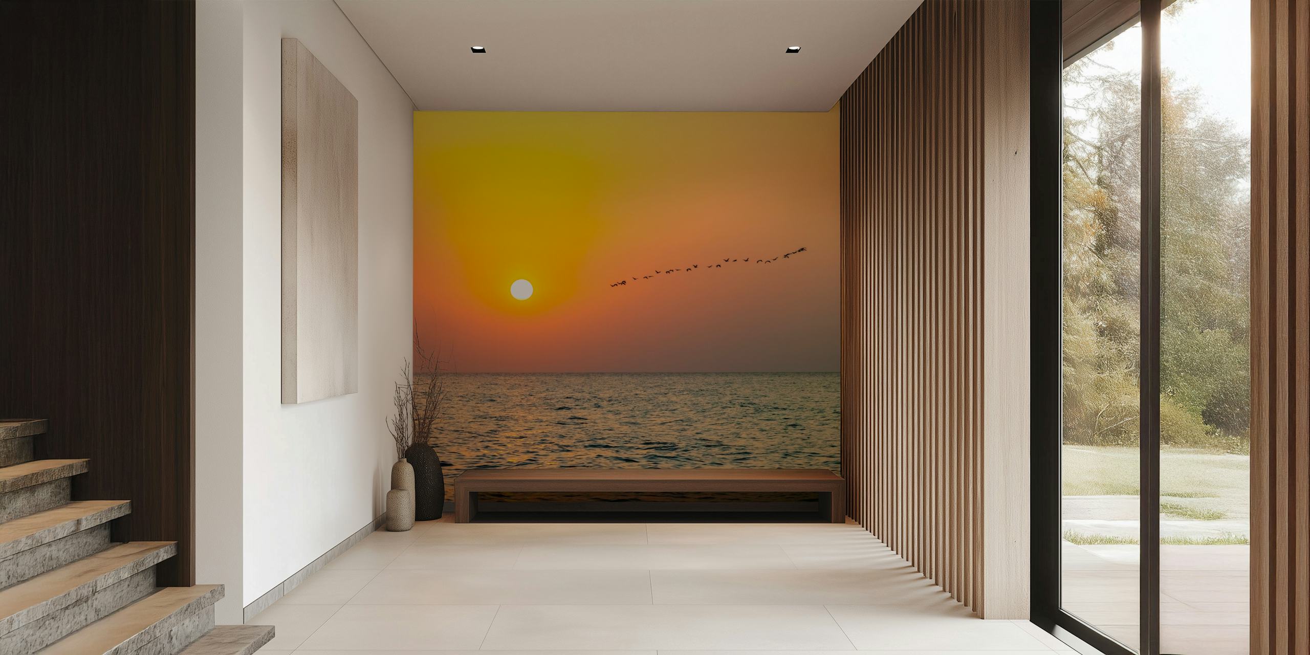 Papel de parede Beach Bliss at Sunset em um quarto