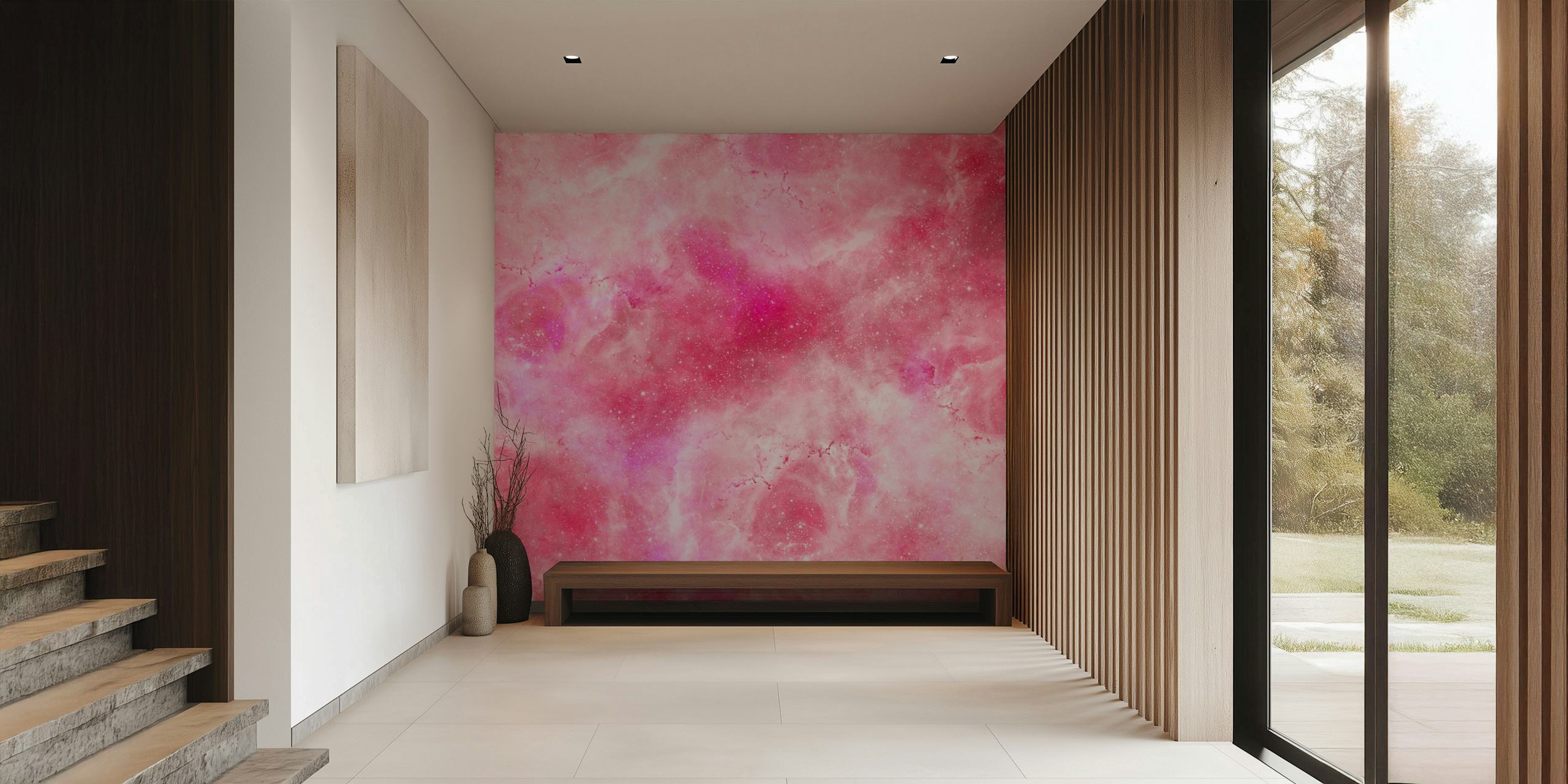 Pink galaxy wallpaper with soft swirling patterns