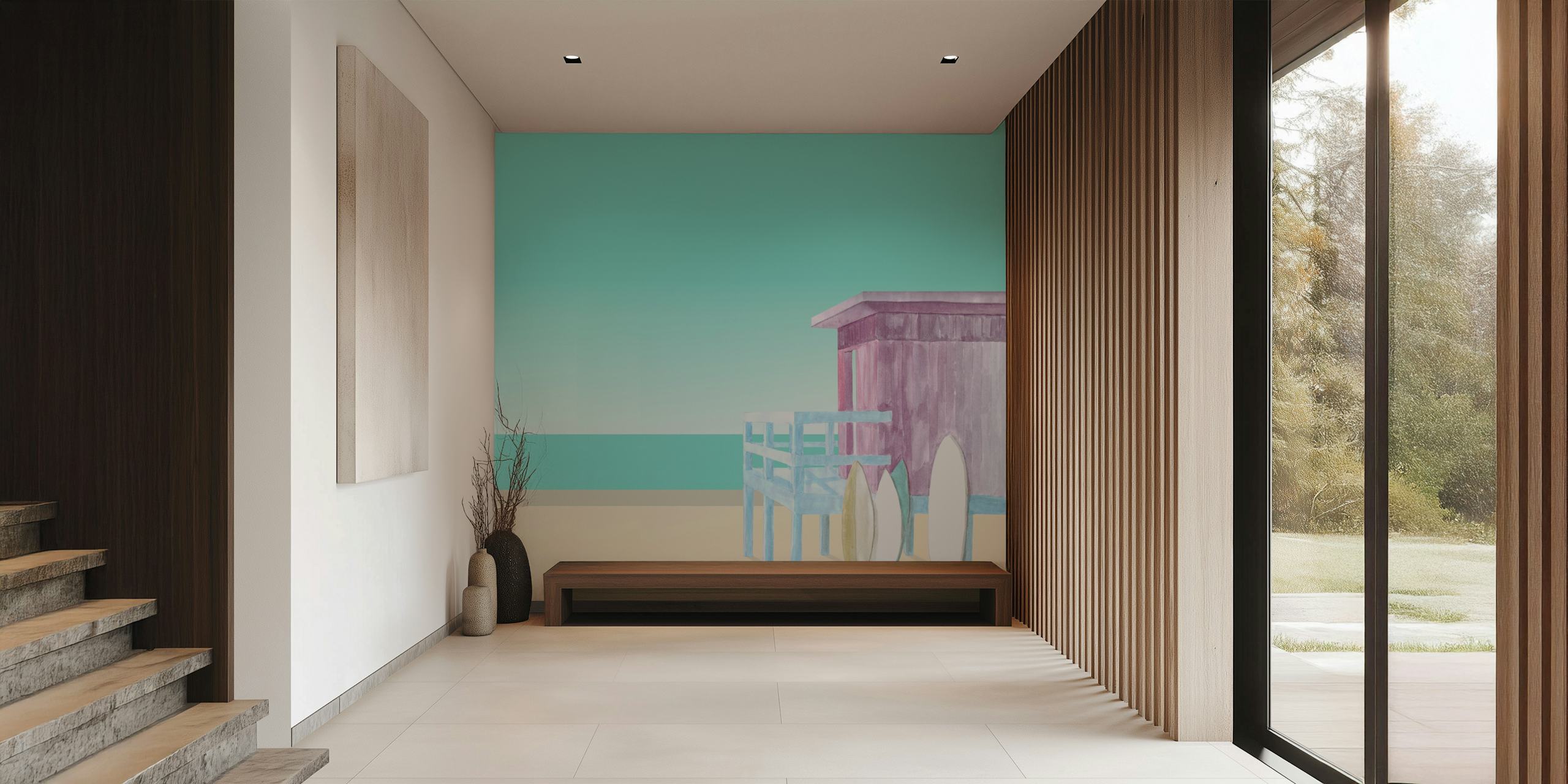 Surfshack wallpaper design in a room